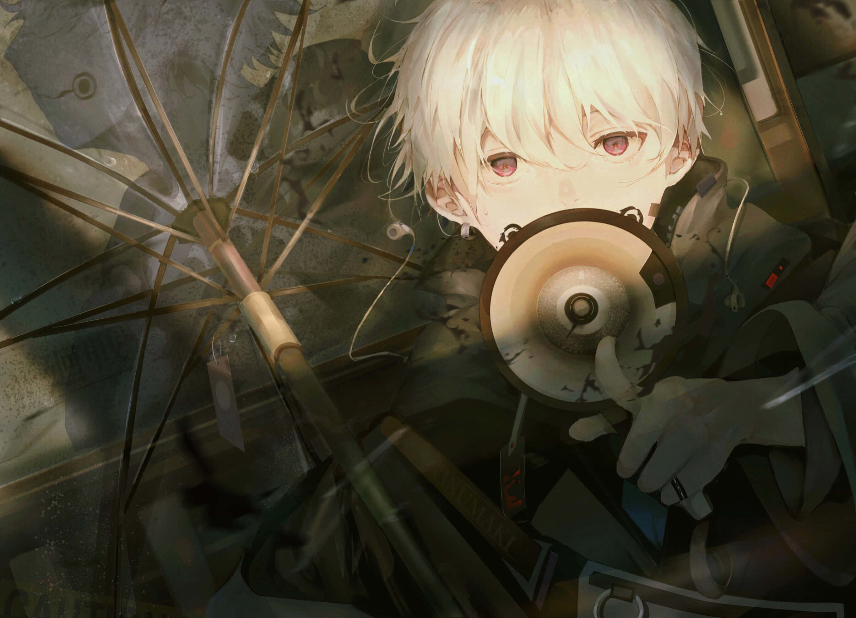 Toge Inumaki, white hair, broken umbrella, 2K Desktop Wallpaper