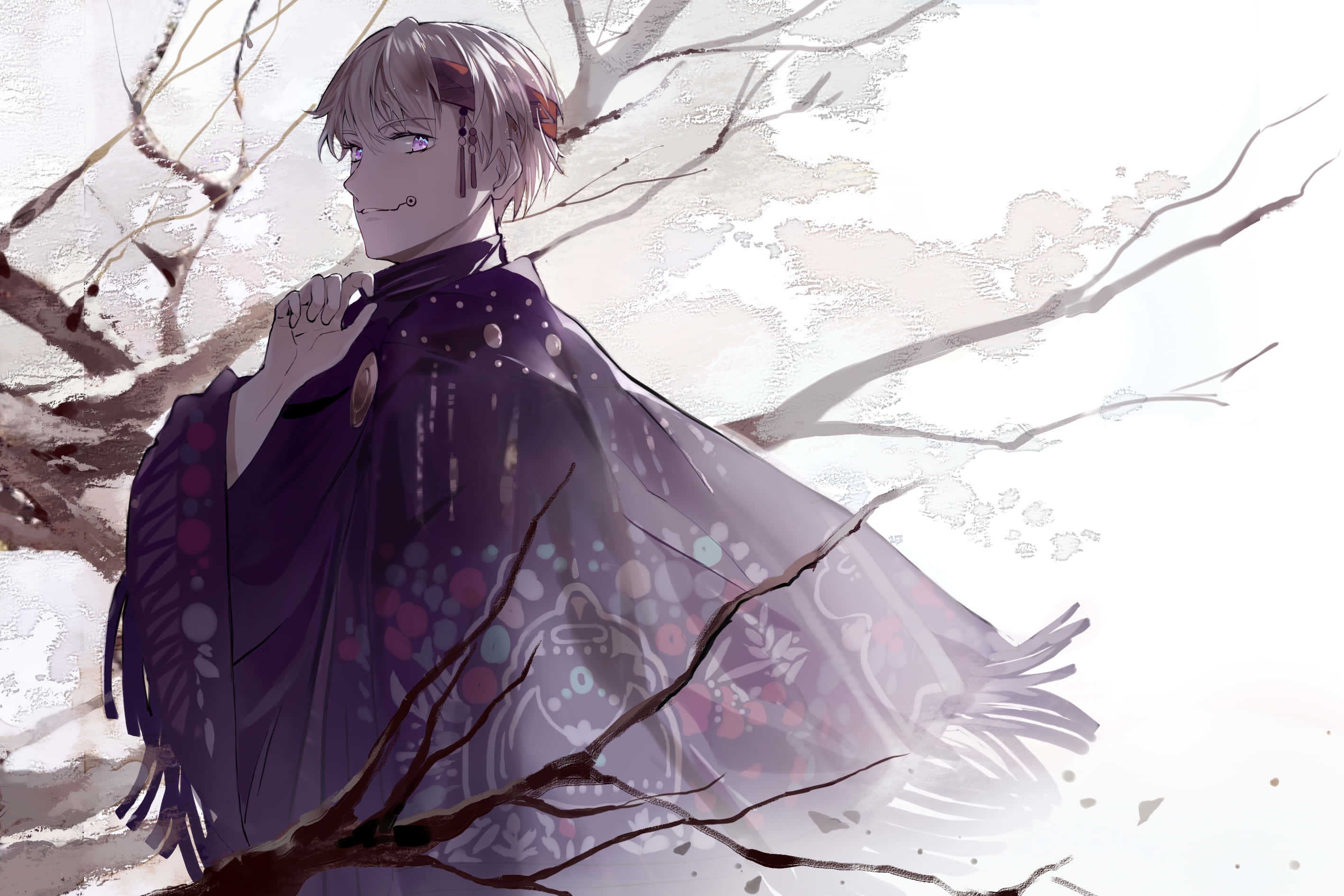 Toge Inumaki, purple cloak, patterned cloak, 2K Desktop Wallpaper