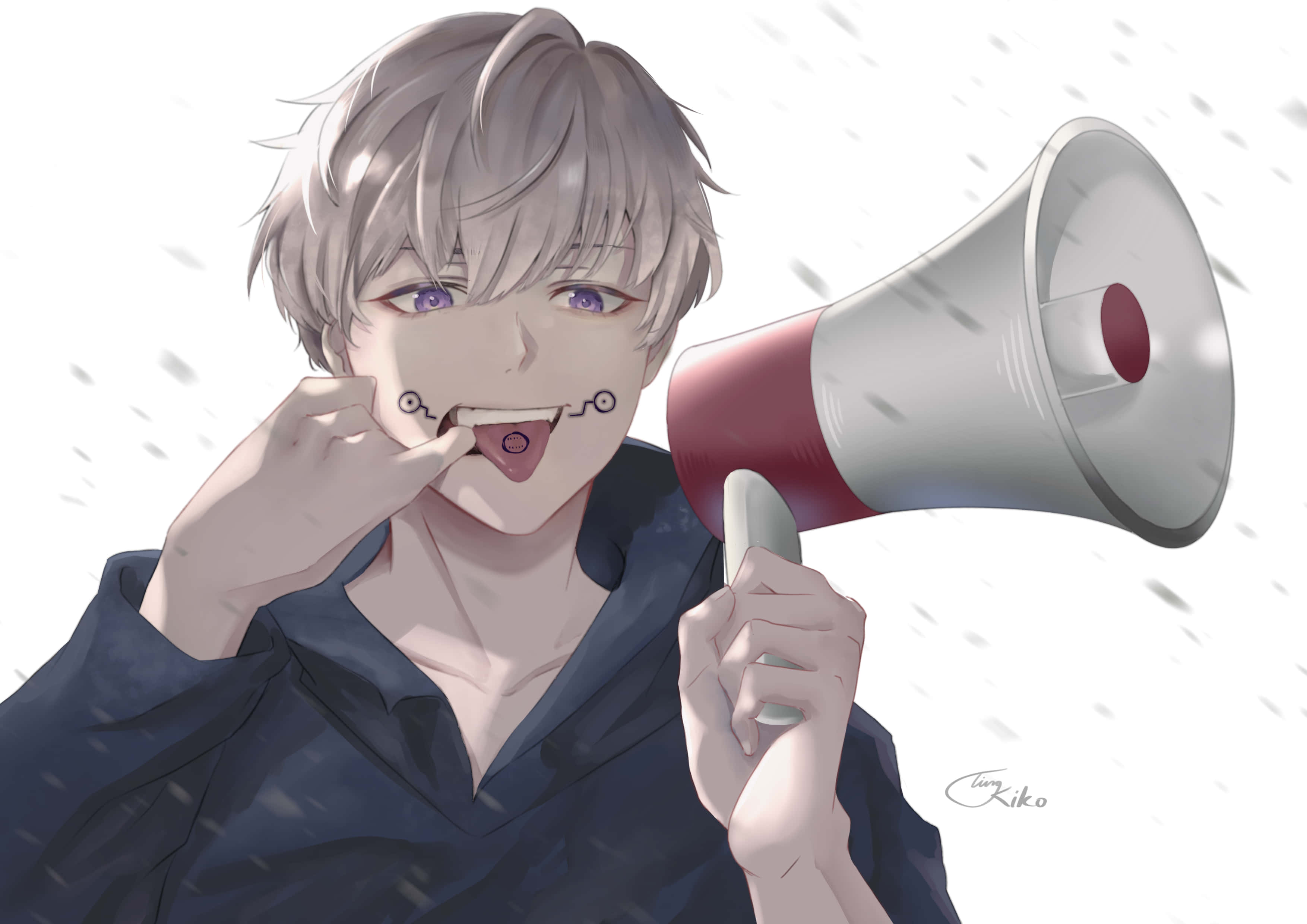 Toge Inumaki, gray hair, purple eyes, 2K Desktop Wallpaper