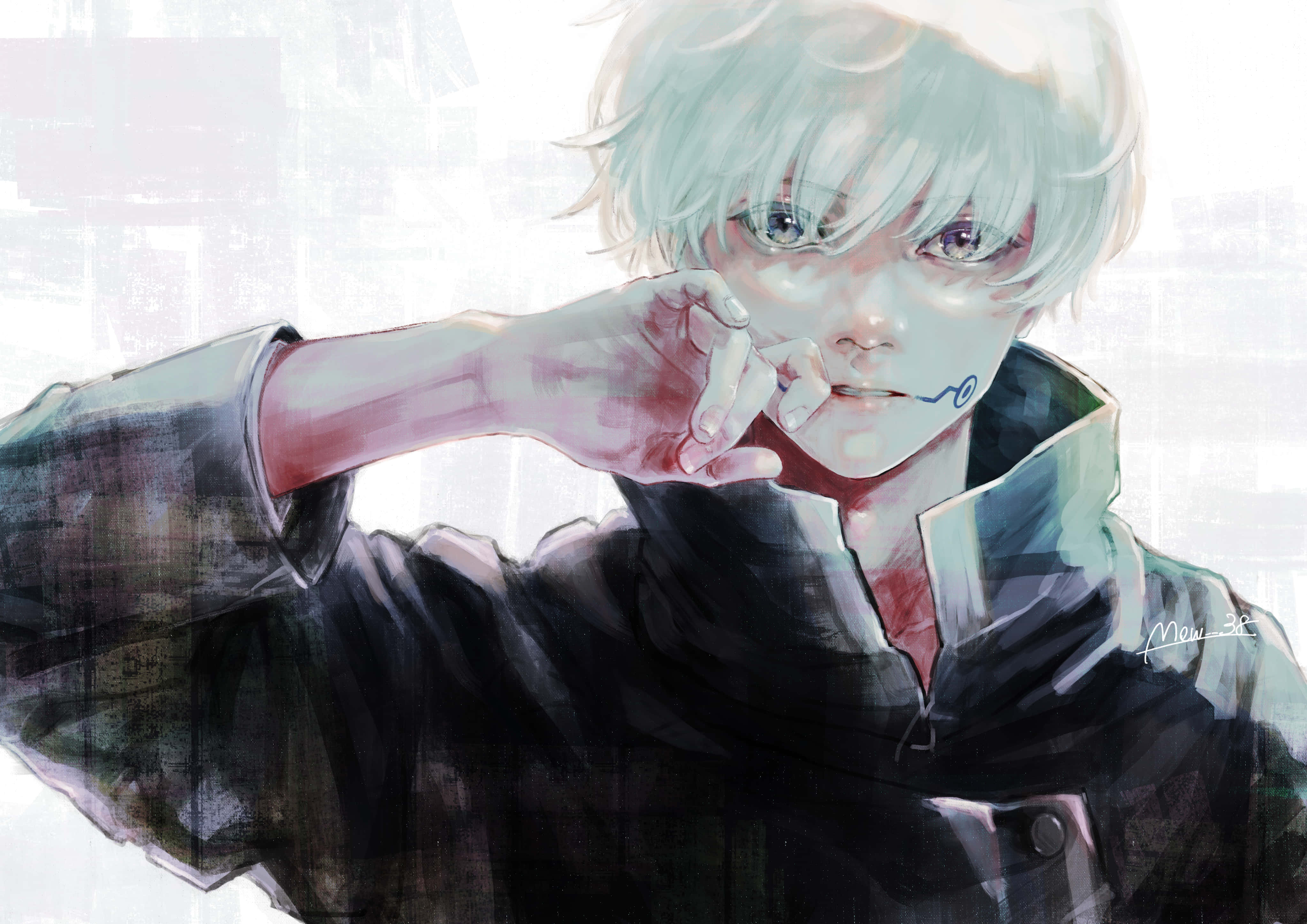 Toge Inumaki, silver hair, blue mark on his cheek, 4K Desktop Wallpaper