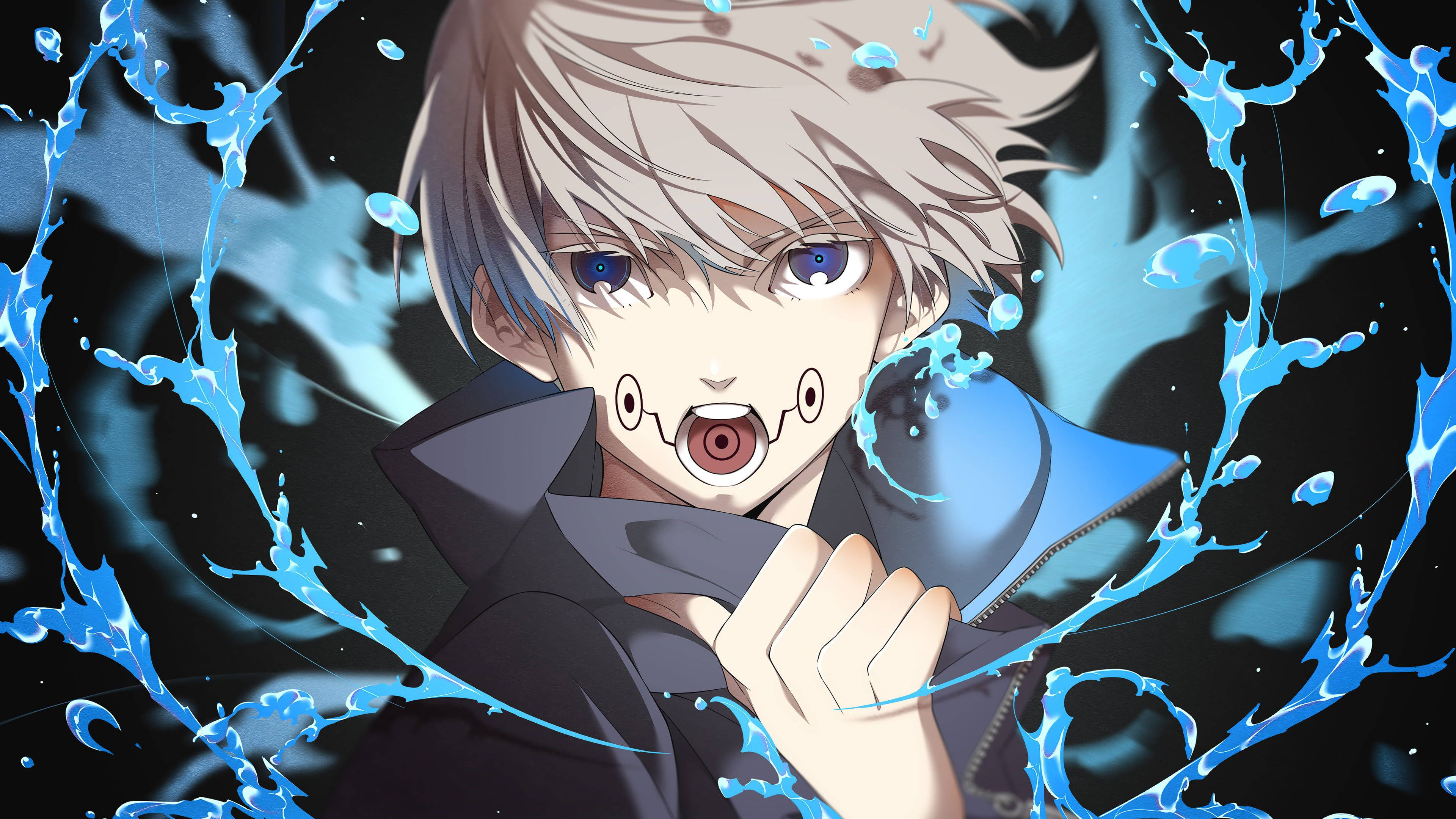 Toge Inumaki, silver hair, blue eyes, 4K Desktop Wallpaper