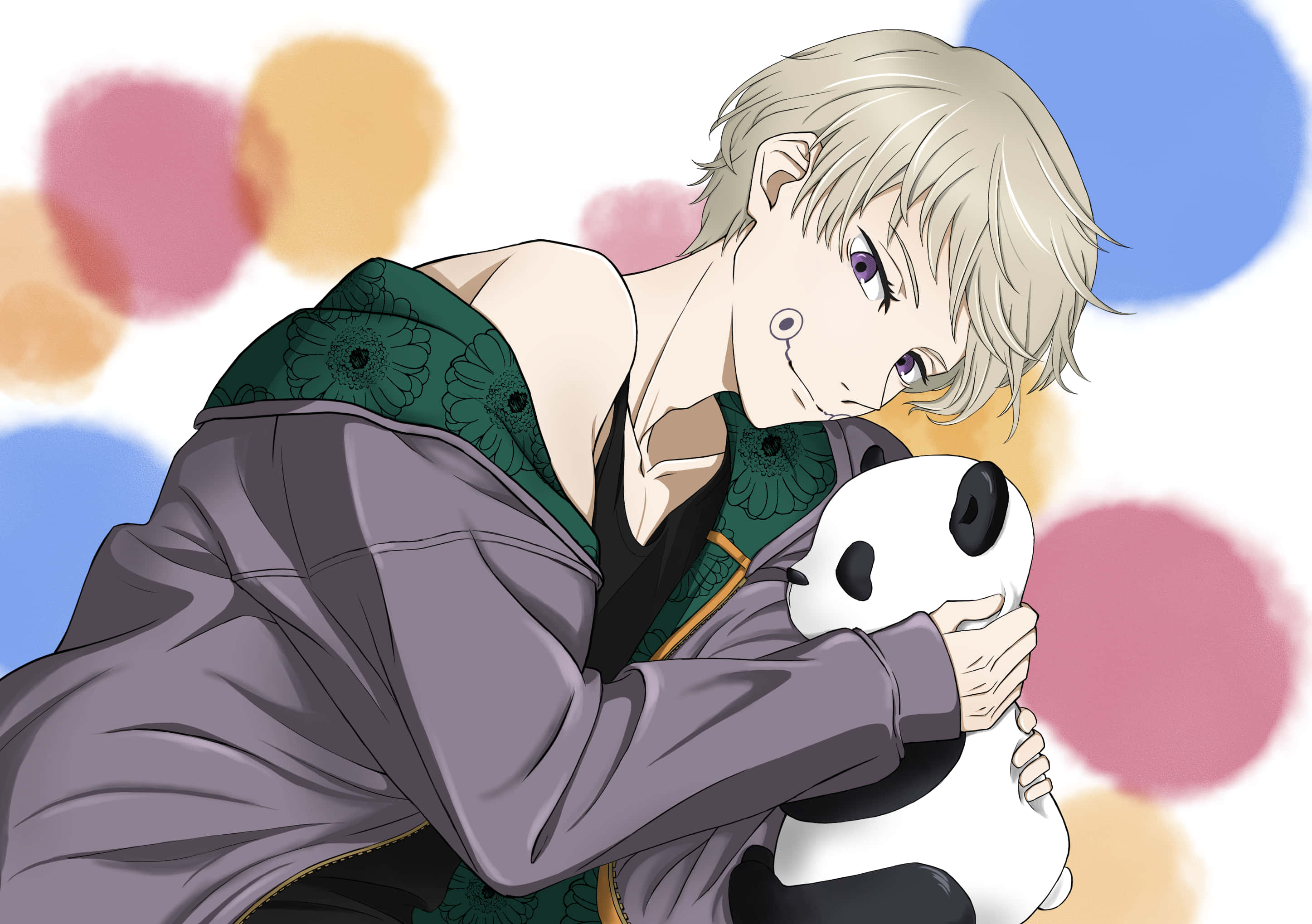 Toge Inumaki, silver-haired, purple eyes, 2K Desktop Wallpaper