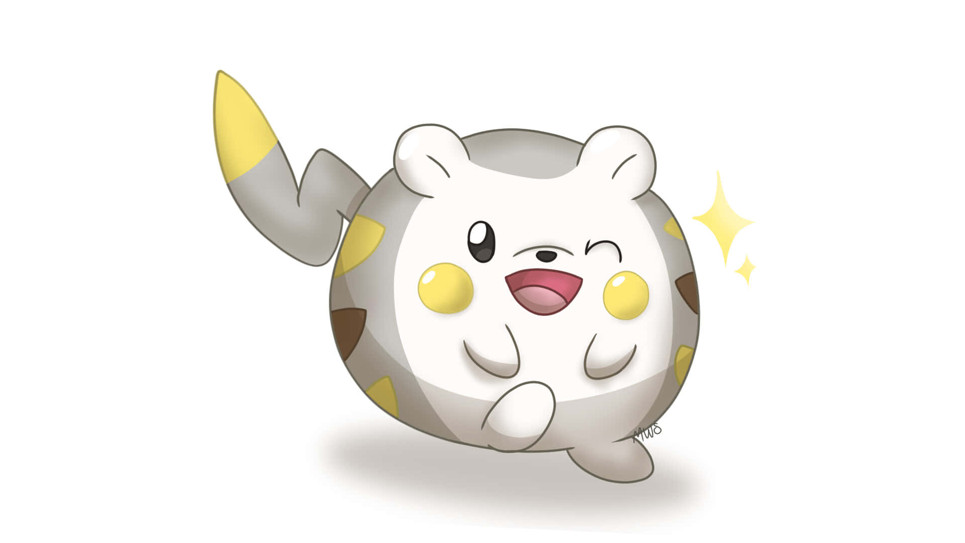 Togedemaru, winking, round white body, Full HD Desktop Wallpaper