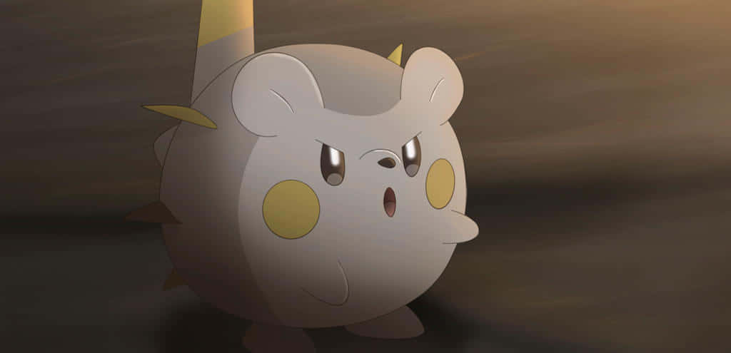 Togedemaru, round white anime creature, yellow cheeks, SD Desktop Wallpaper