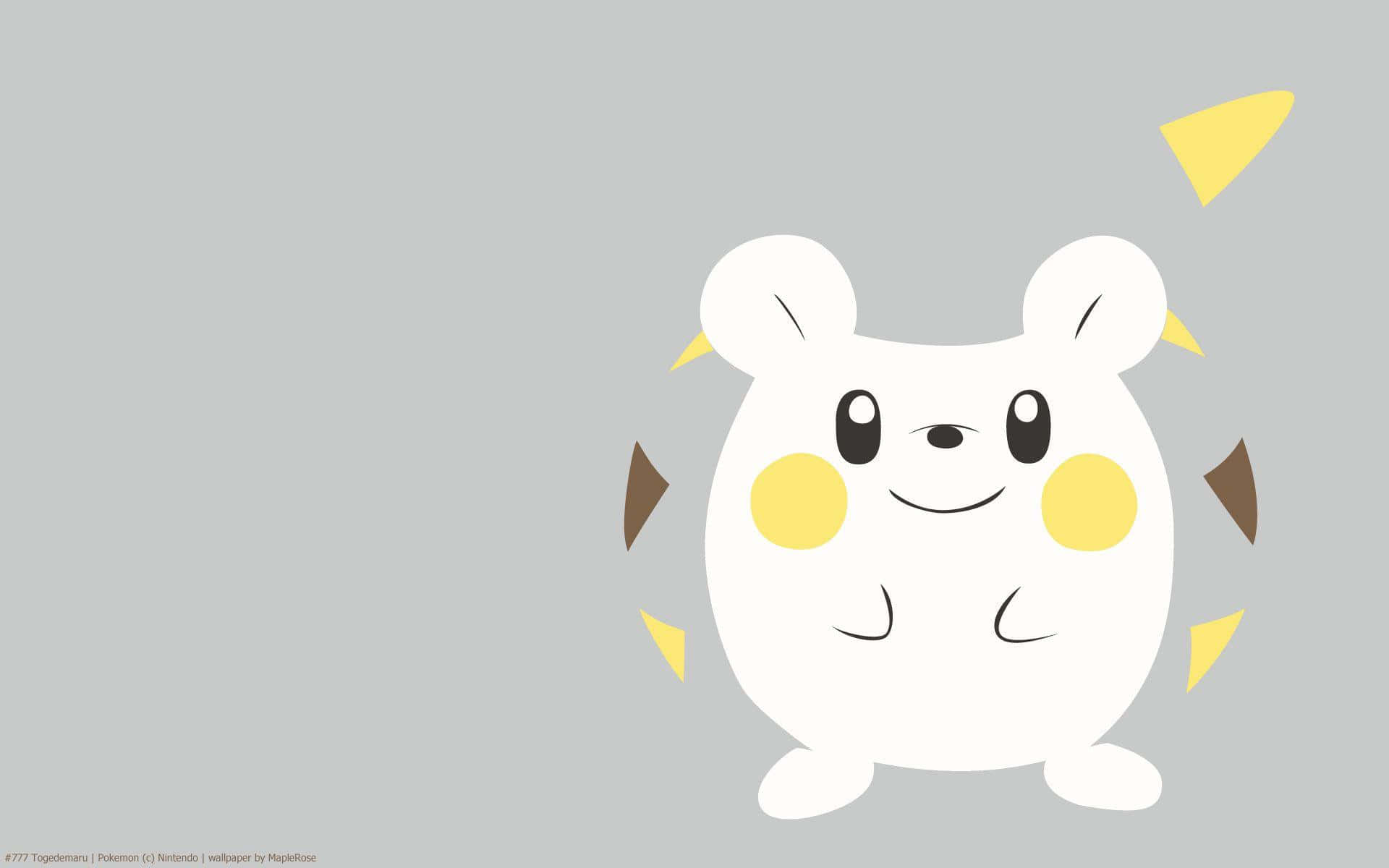 Togedemaru, white cartoon hamster, yellow cheeks, Full HD Desktop Wallpaper