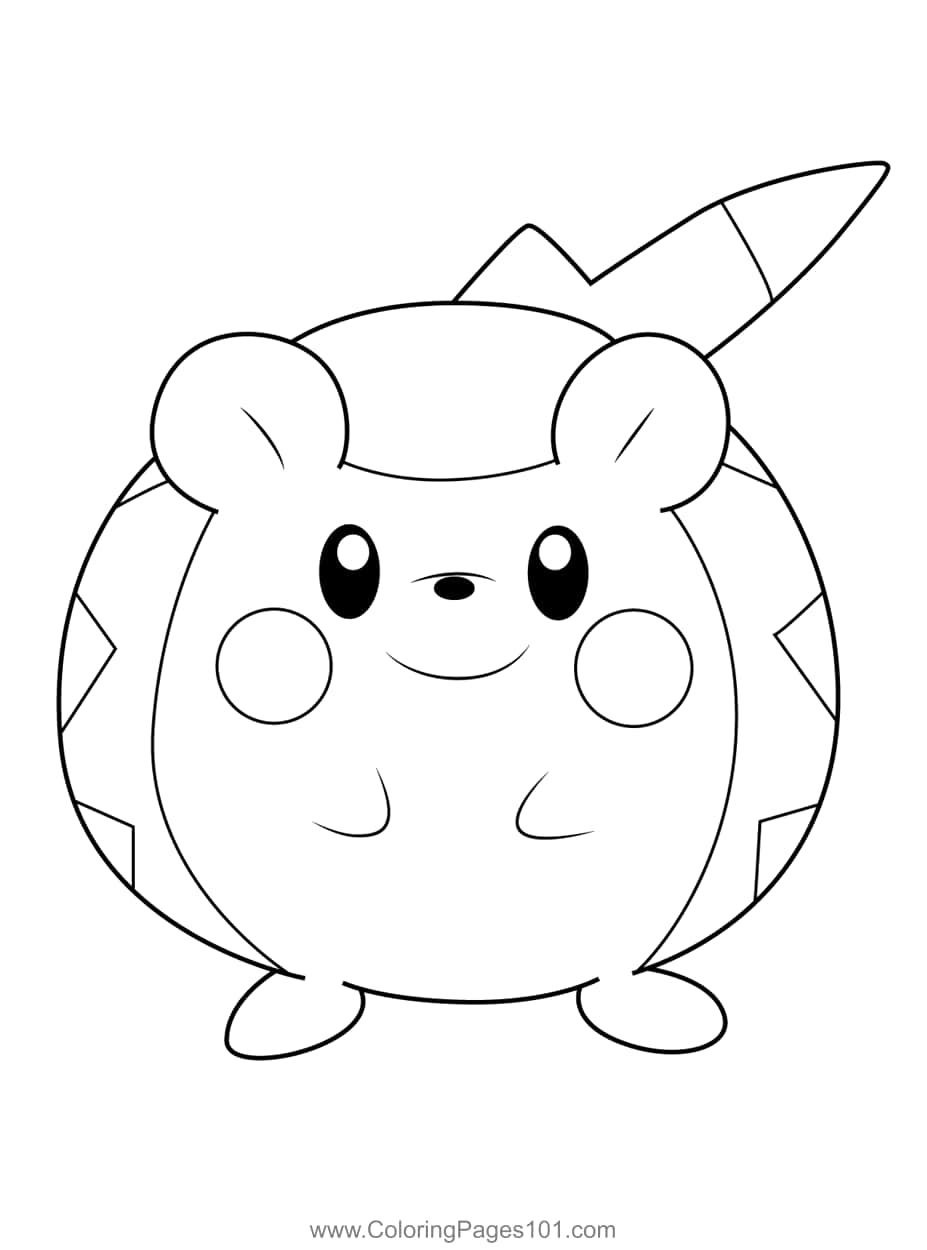 Togedemaru, black outlines, black and white line drawing, SD Phone Wallpaper