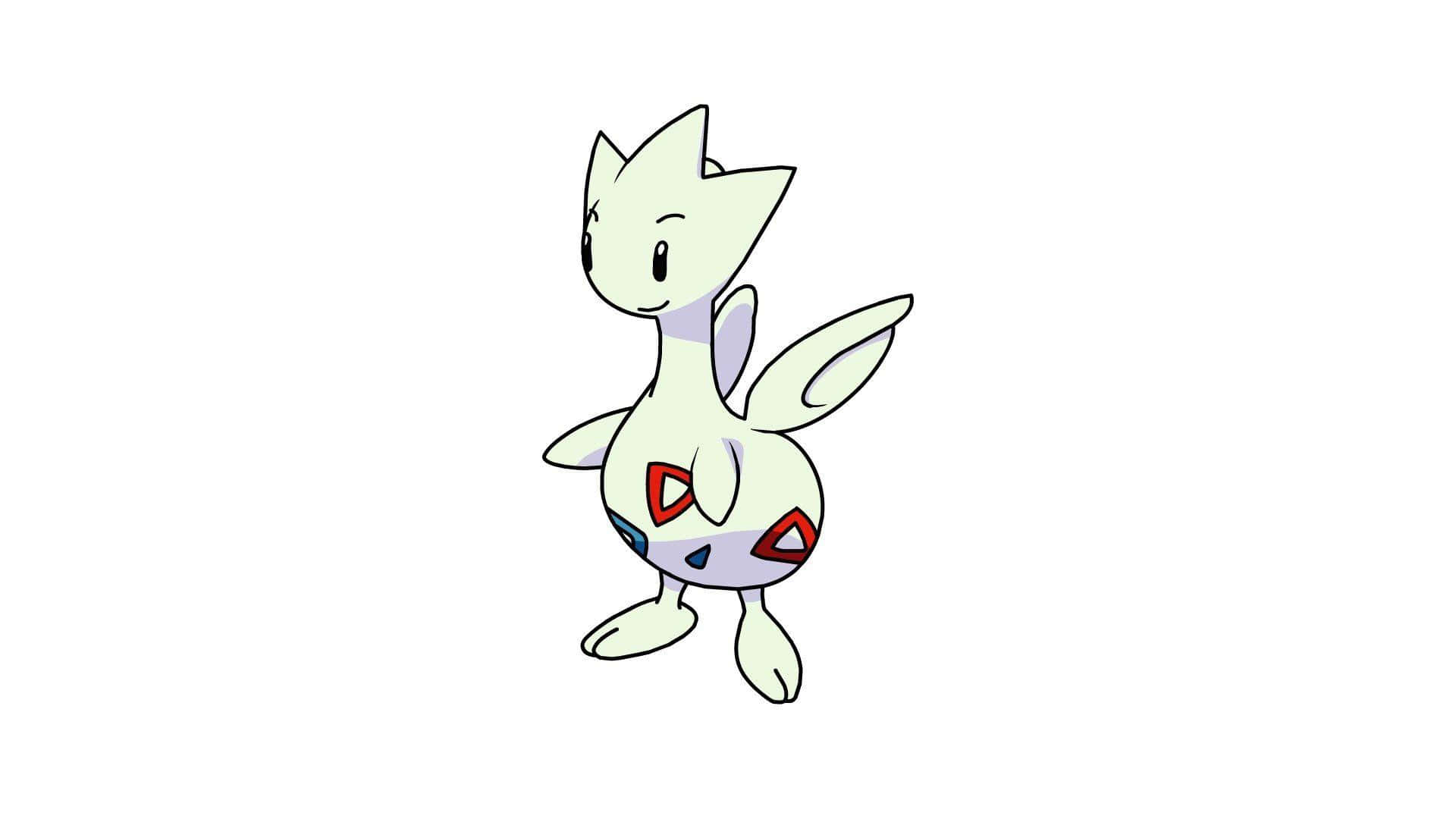 Togetic, colourful meadow, white cartoon creature, Full HD Desktop Wallpaper