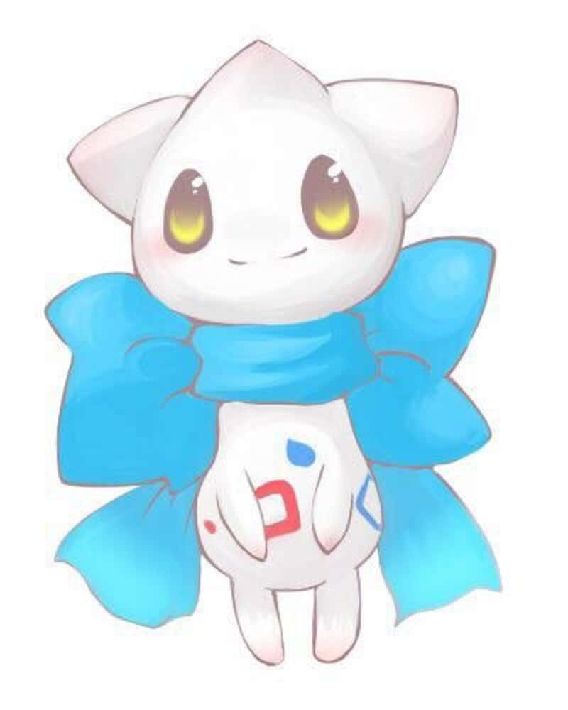 Togetic, blue bow, white cartoon creature, SD Phone Wallpaper