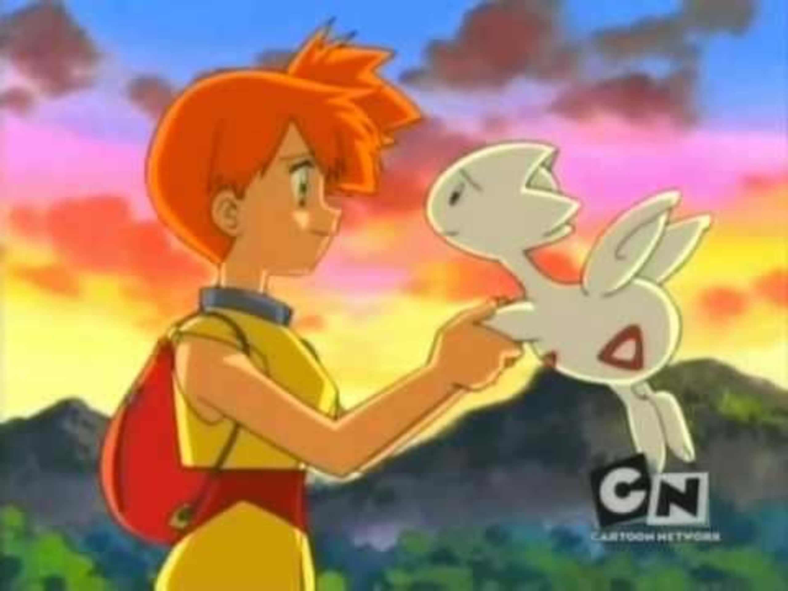 Togetic, Misty, vibrant sunset sky, 2K Desktop Wallpaper