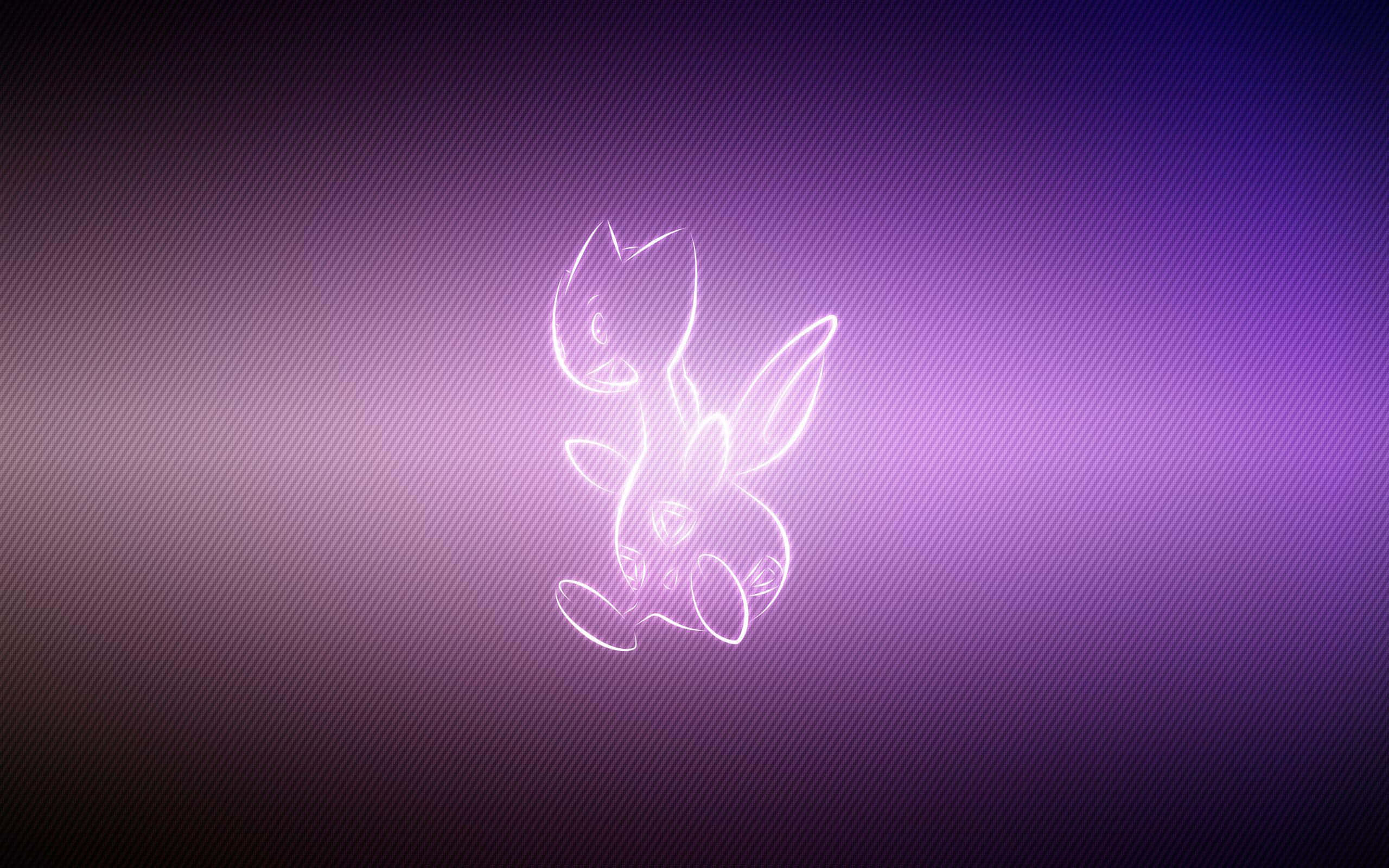 Togetic, violet gradient, white line-art silhouette, 2K Desktop Wallpaper