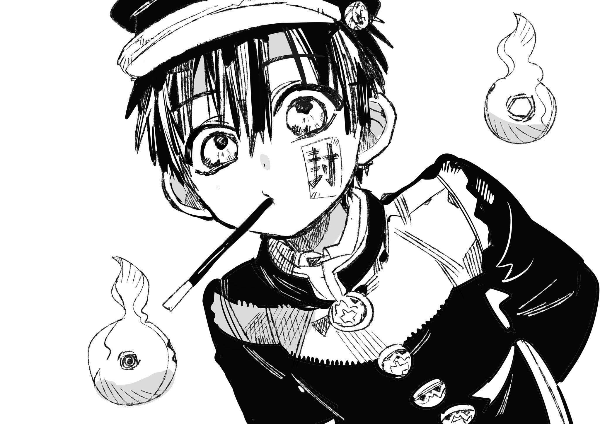 Toilet Bound Hanako Kun, bandaged mouth, wide eyes, Full HD Desktop Wallpaper