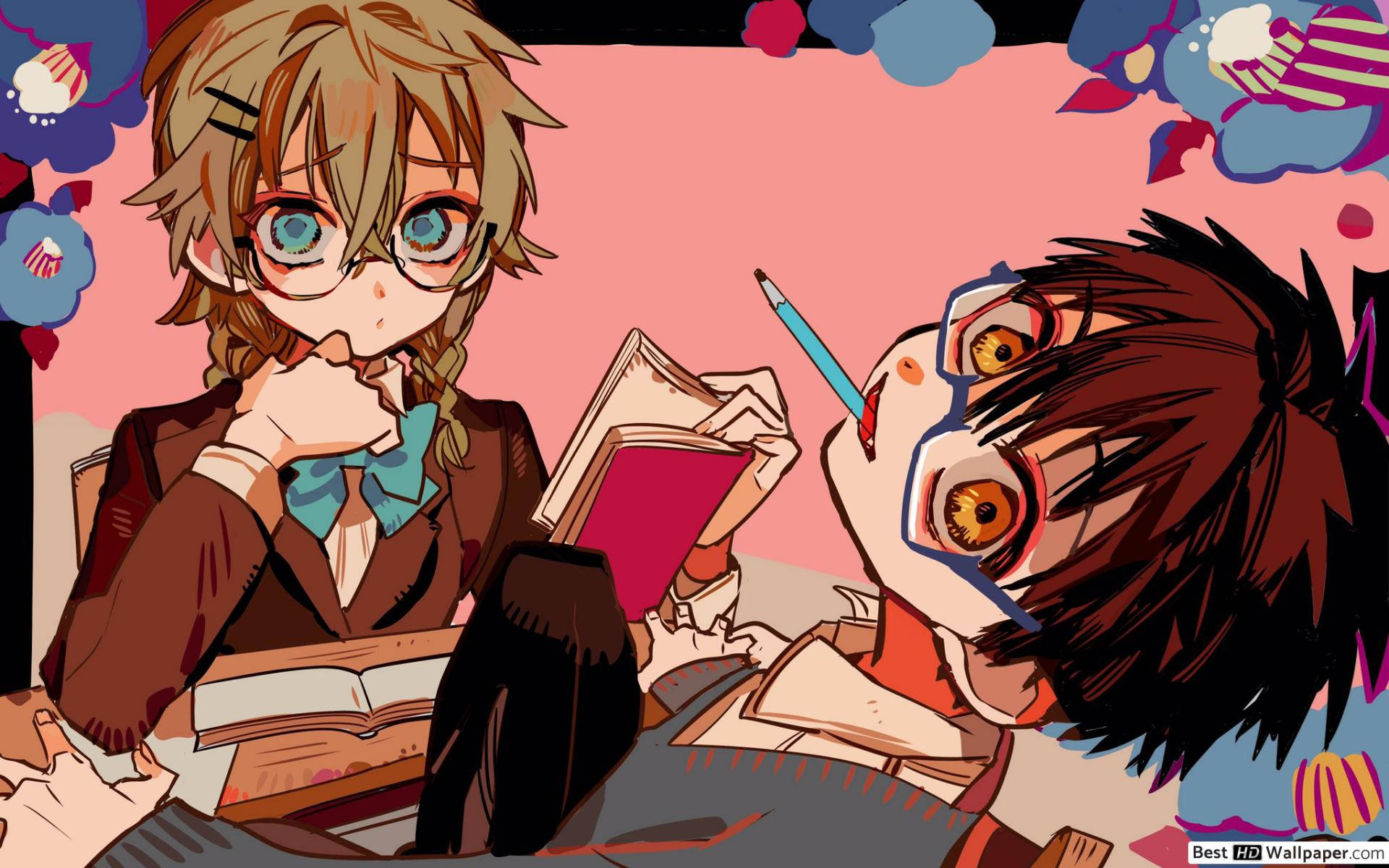 Toilet Bound Hanako Kun, school uniforms, books, Full HD Desktop Wallpaper