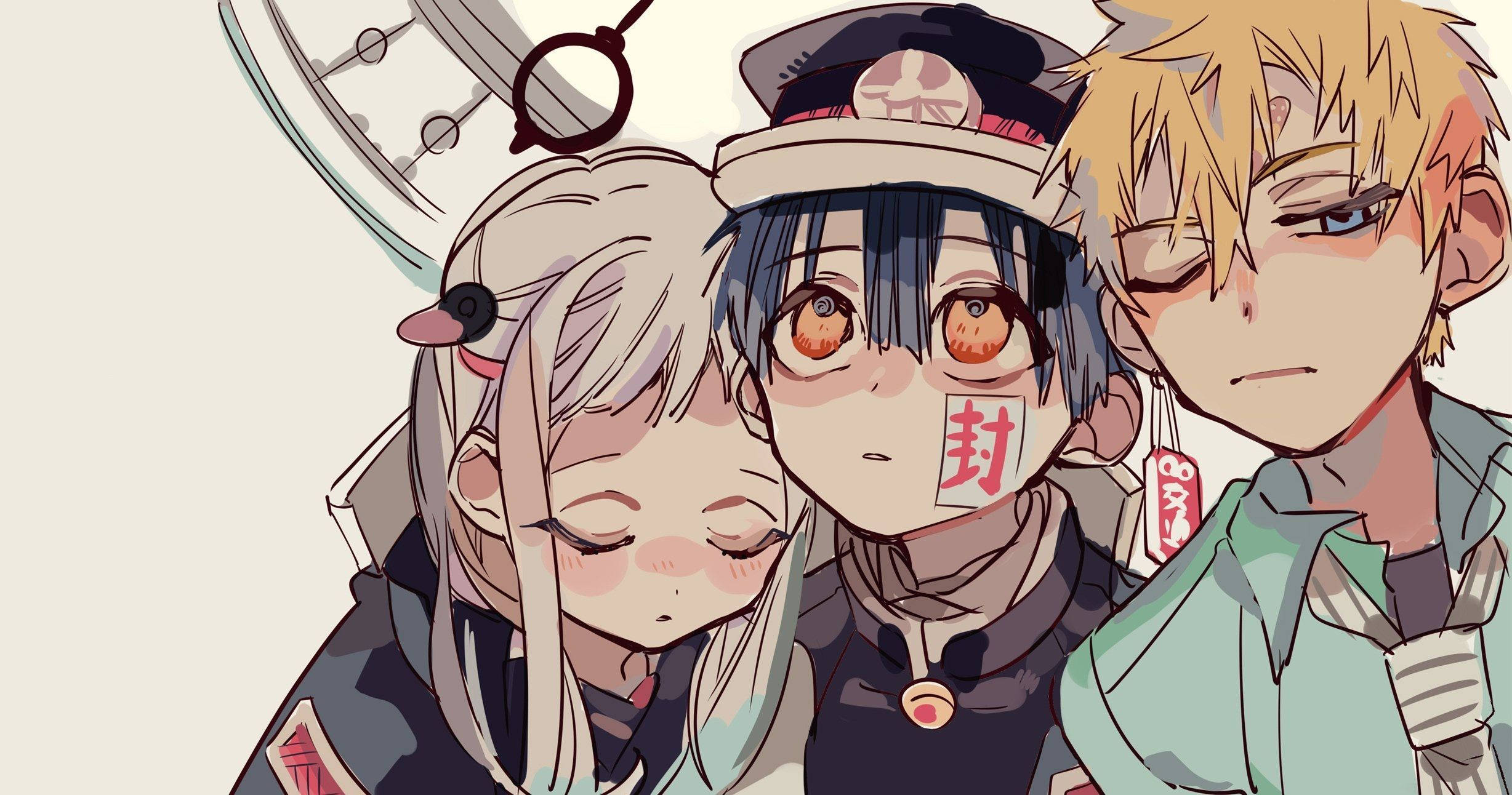 Toilet Bound Hanako Kun, anime characters, traditional Japanese-inspired outfits, Full HD Desktop Wallpaper