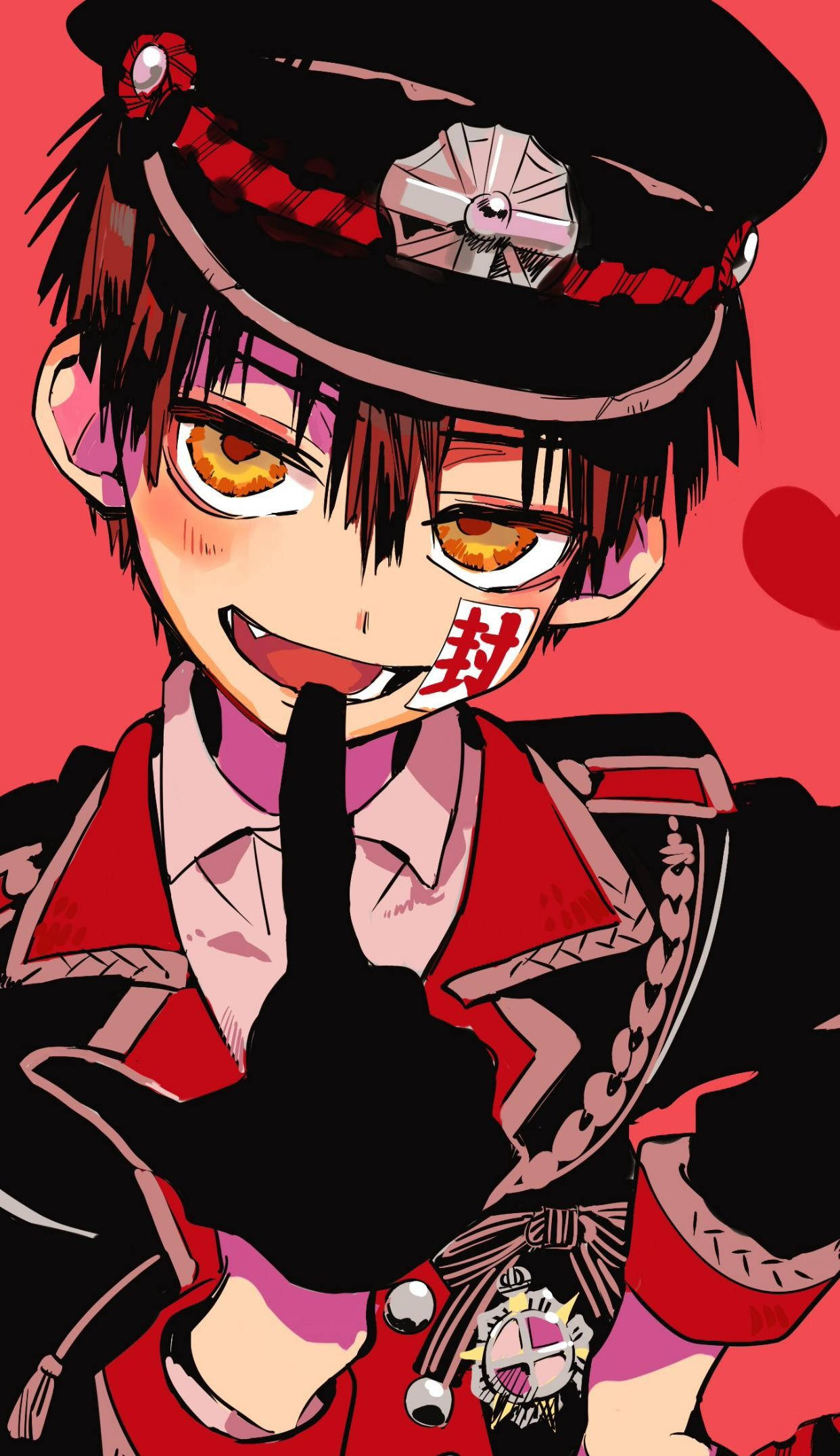 Toilet Bound Hanako Kun, red and black uniform, winks, Full HD Phone Wallpaper