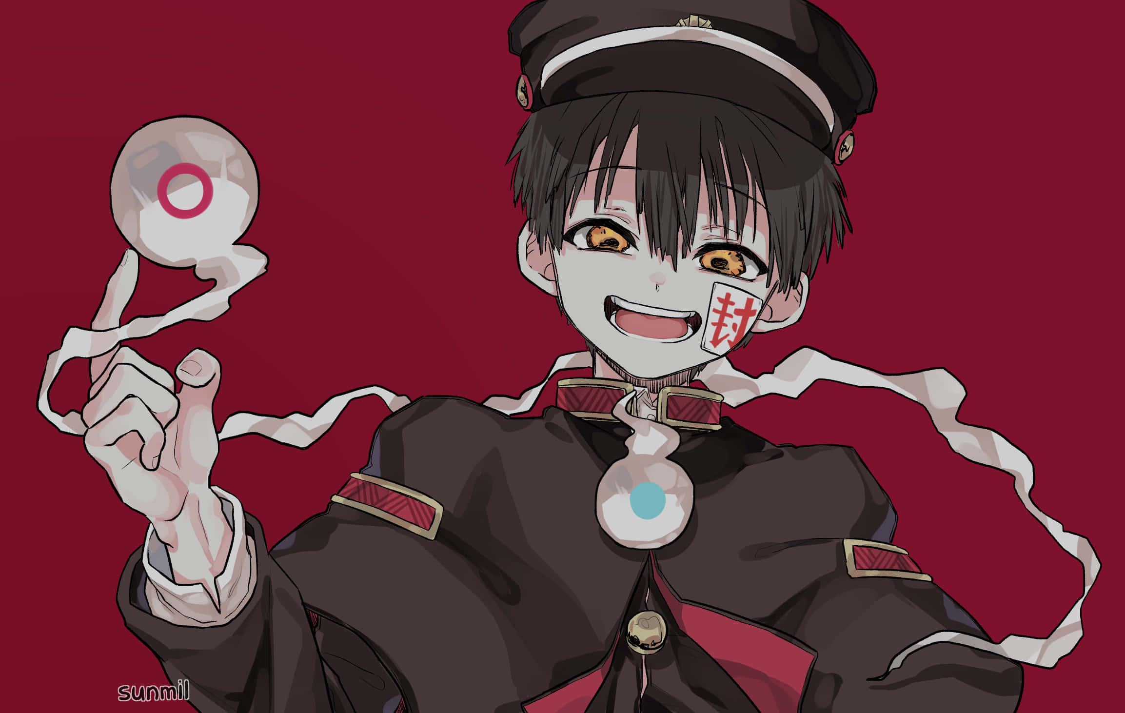 Hanako Kun, dark uniform, glowing orb, Full HD Desktop Wallpaper
