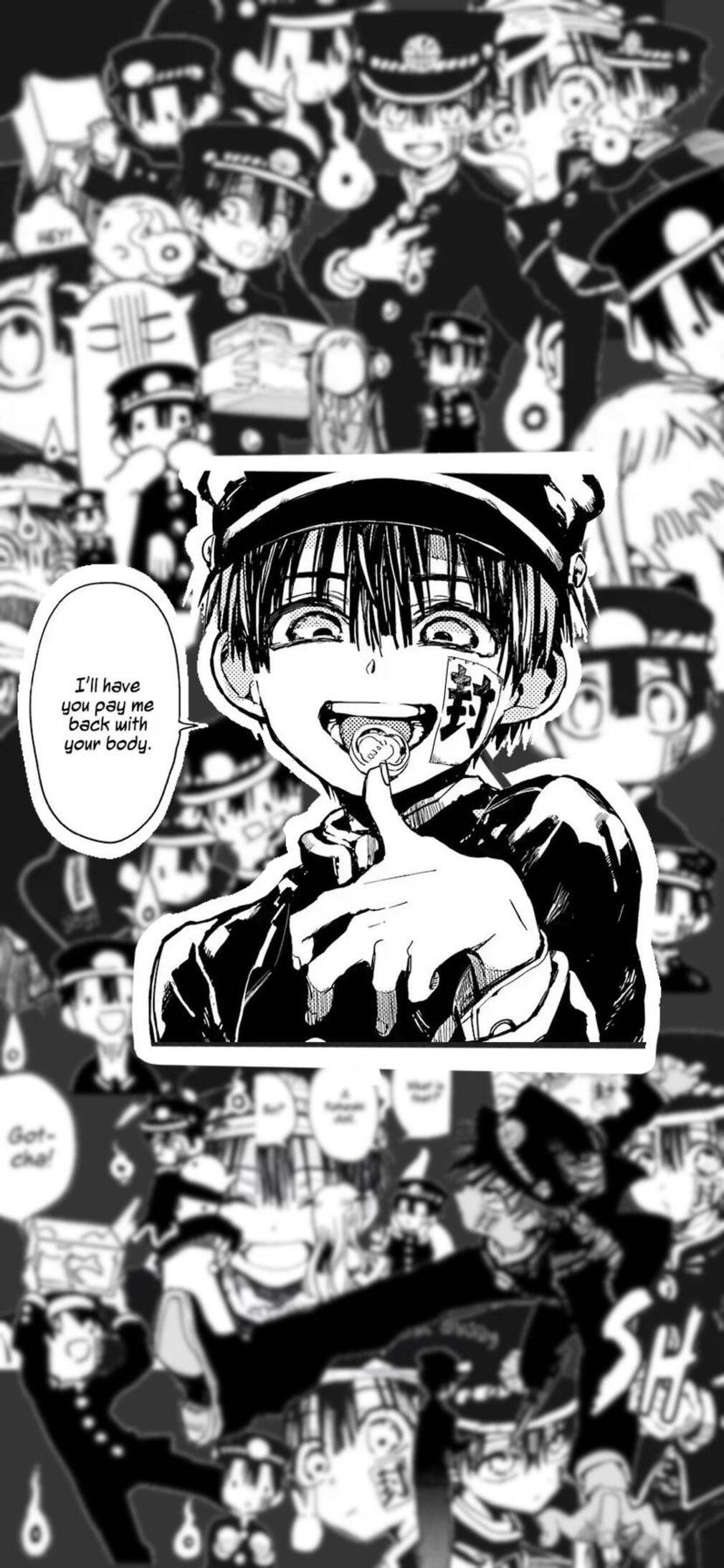 Toilet Bound Hanako Kun, manga, black and white, Full HD Phone Wallpaper