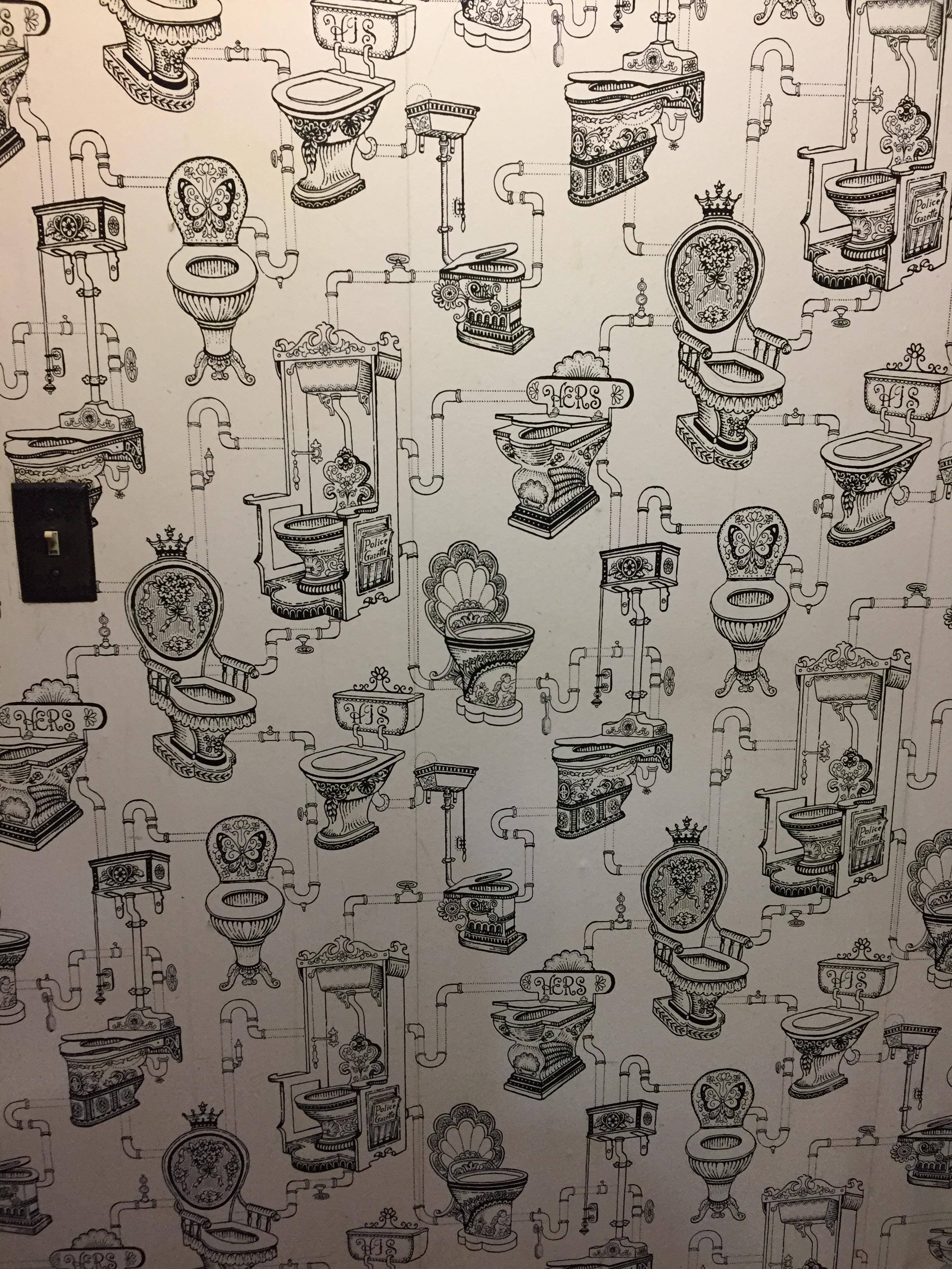 black and white wallpaper pattern, ornate vintage toilets, sinks, 2K Phone Wallpaper