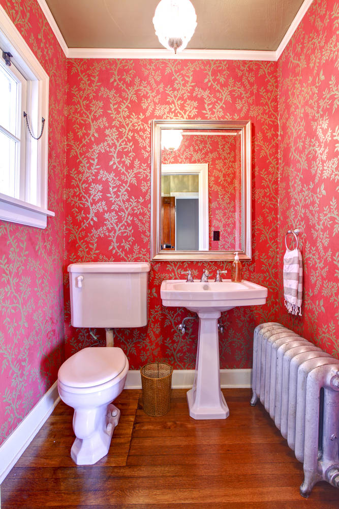 Toilet, red, gold, SD Phone Wallpaper