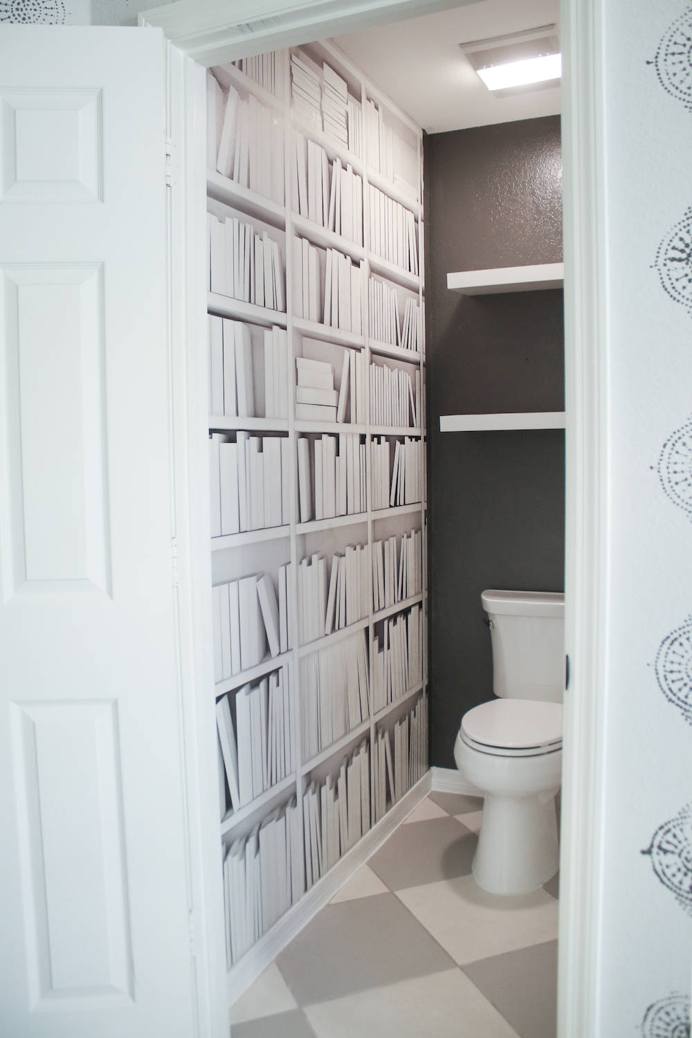 toilet, bookshelves, checkerboard floor, HD Phone Wallpaper