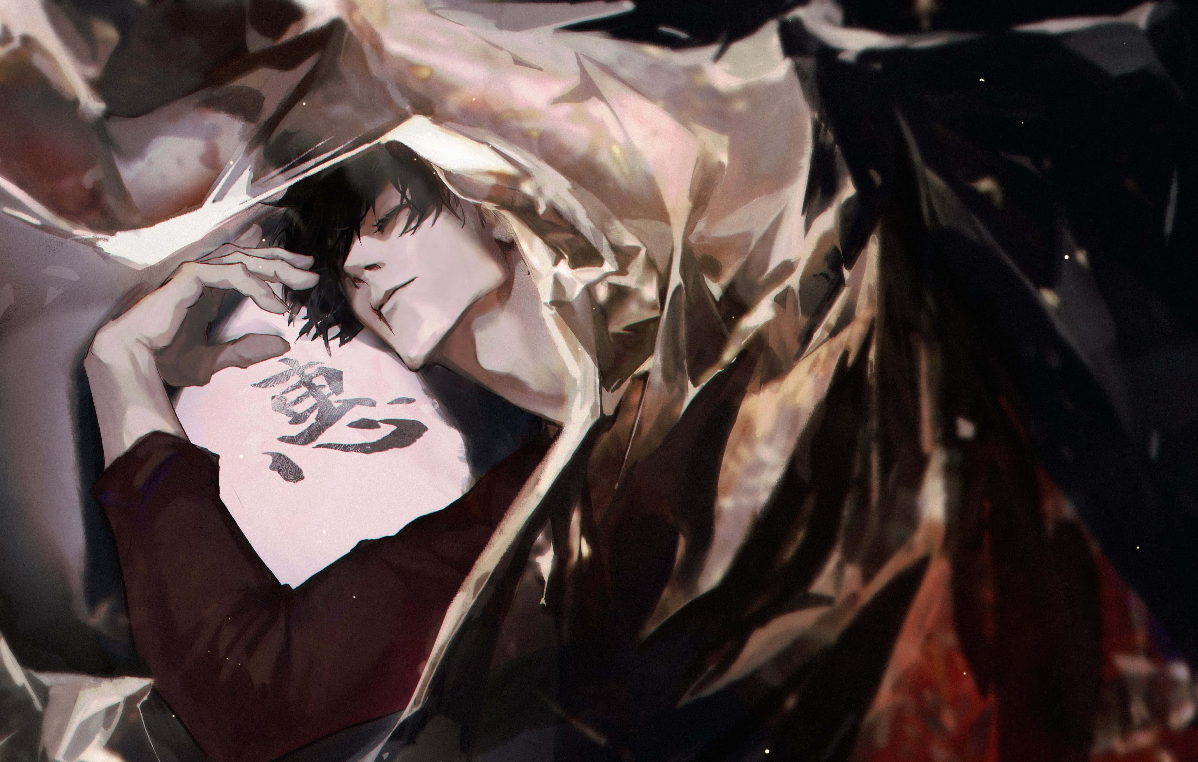 Toji Fushiguro, shimmering metallic fabric, glowing scroll, 4K Desktop Wallpaper