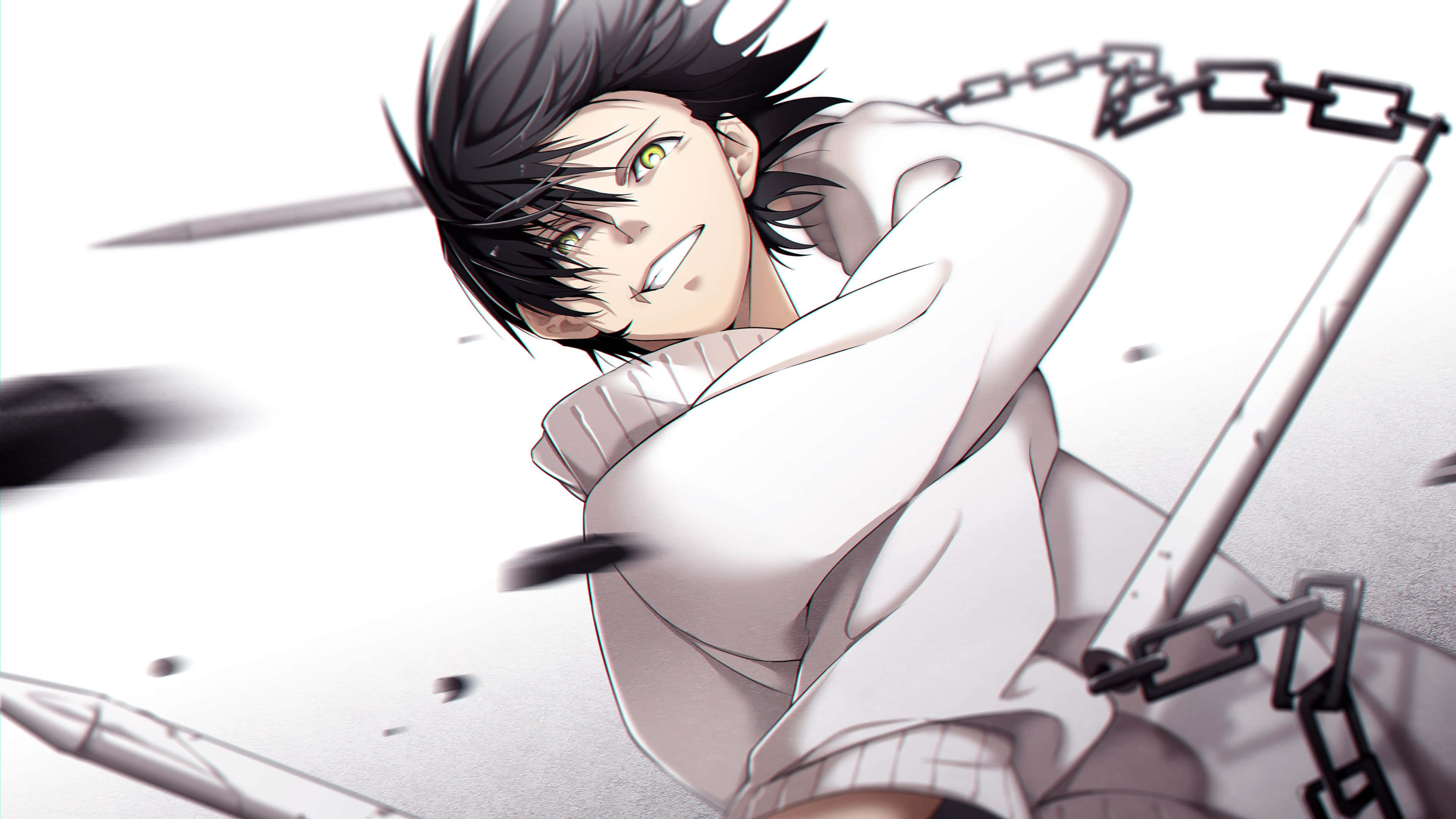 Toji Fushiguro, spiky black hair, green eyes, 4K Desktop Wallpaper