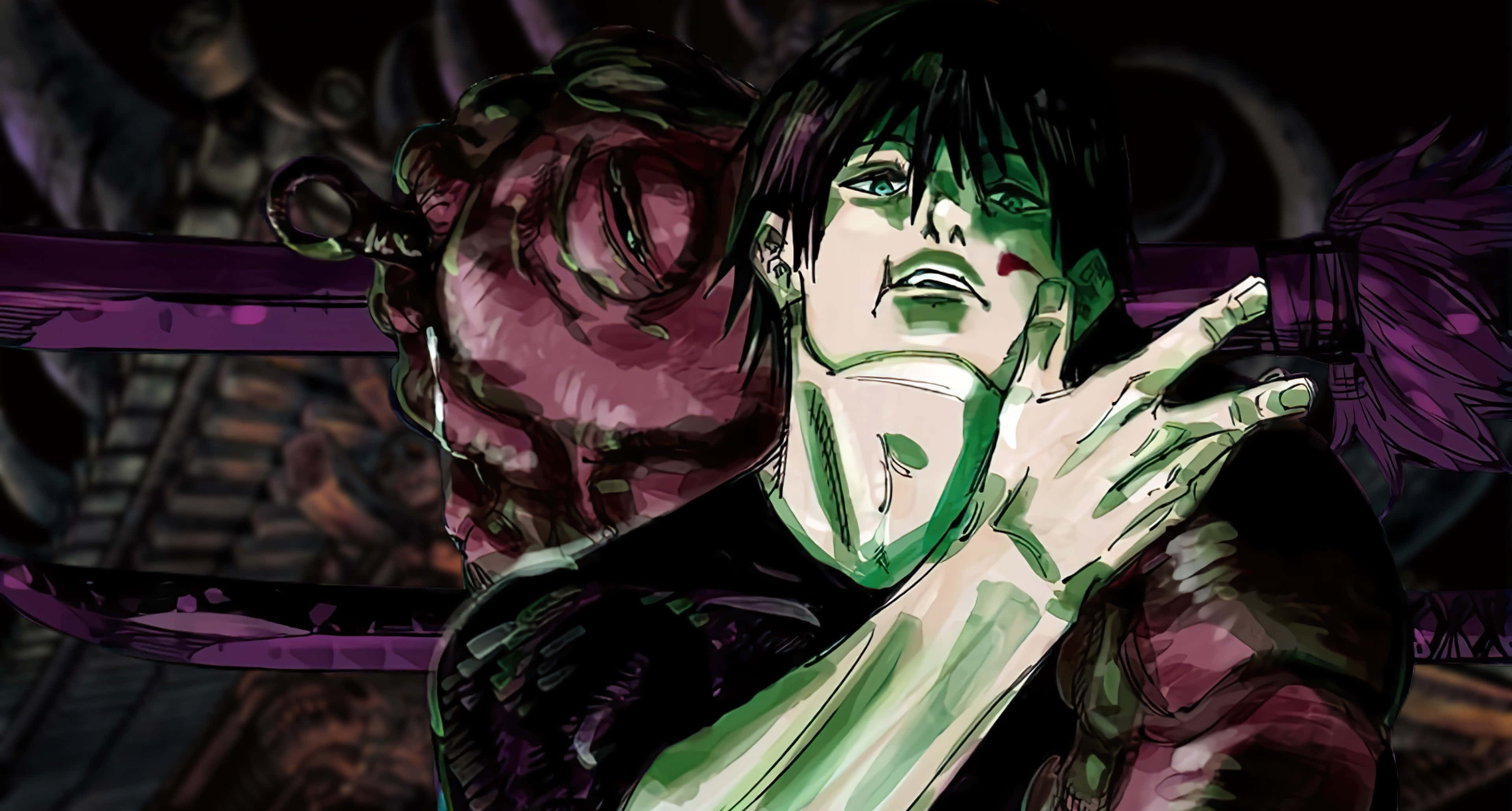 Toji Fushiguro, green-skinned, black hair, 4K Desktop Wallpaper