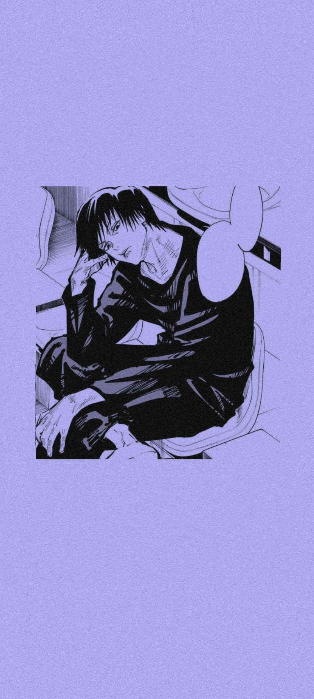 Toji Fushiguro, black and white anime character, slumped in a chair, Full HD Phone Wallpaper