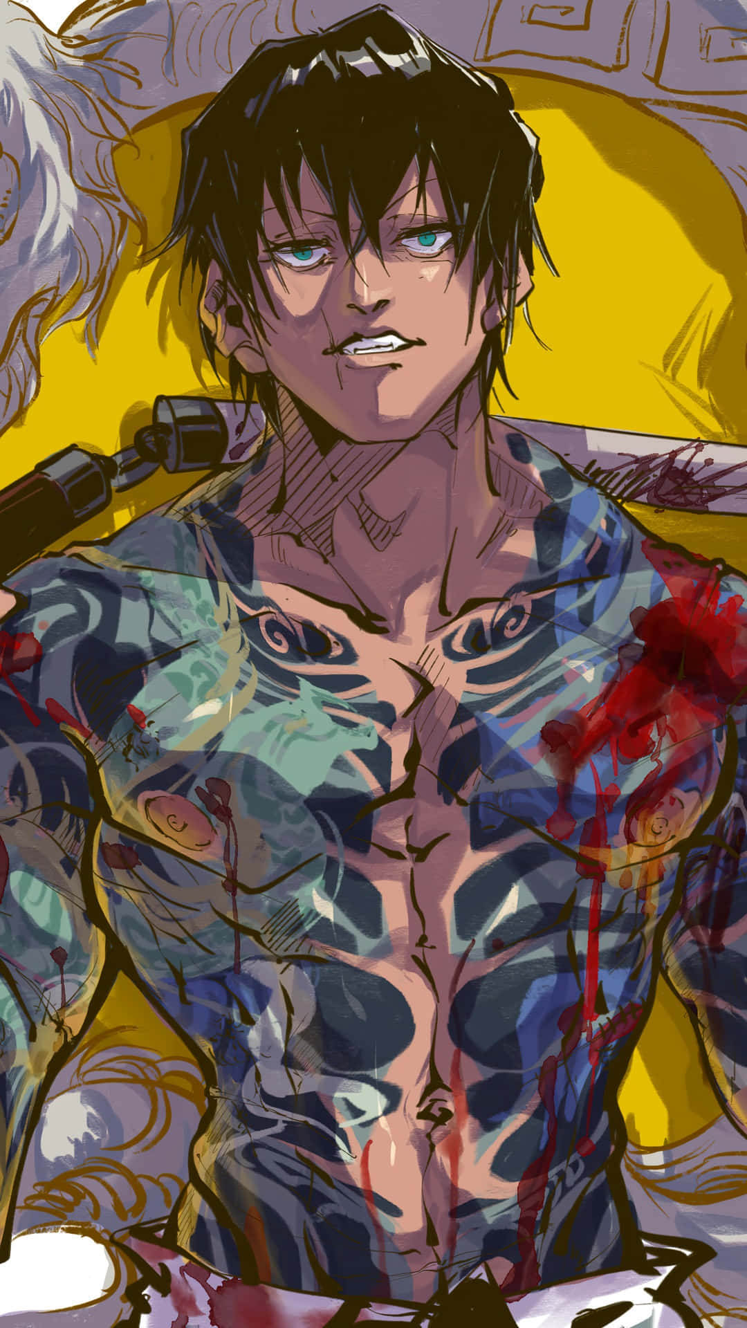 Toji Fushiguro, anime man, tattoos, Full HD Phone Wallpaper