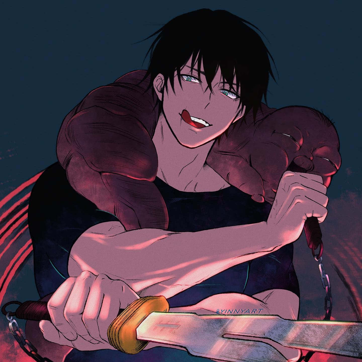 Toji Fushiguro, black hair, glowing eyes, HD Desktop Wallpaper