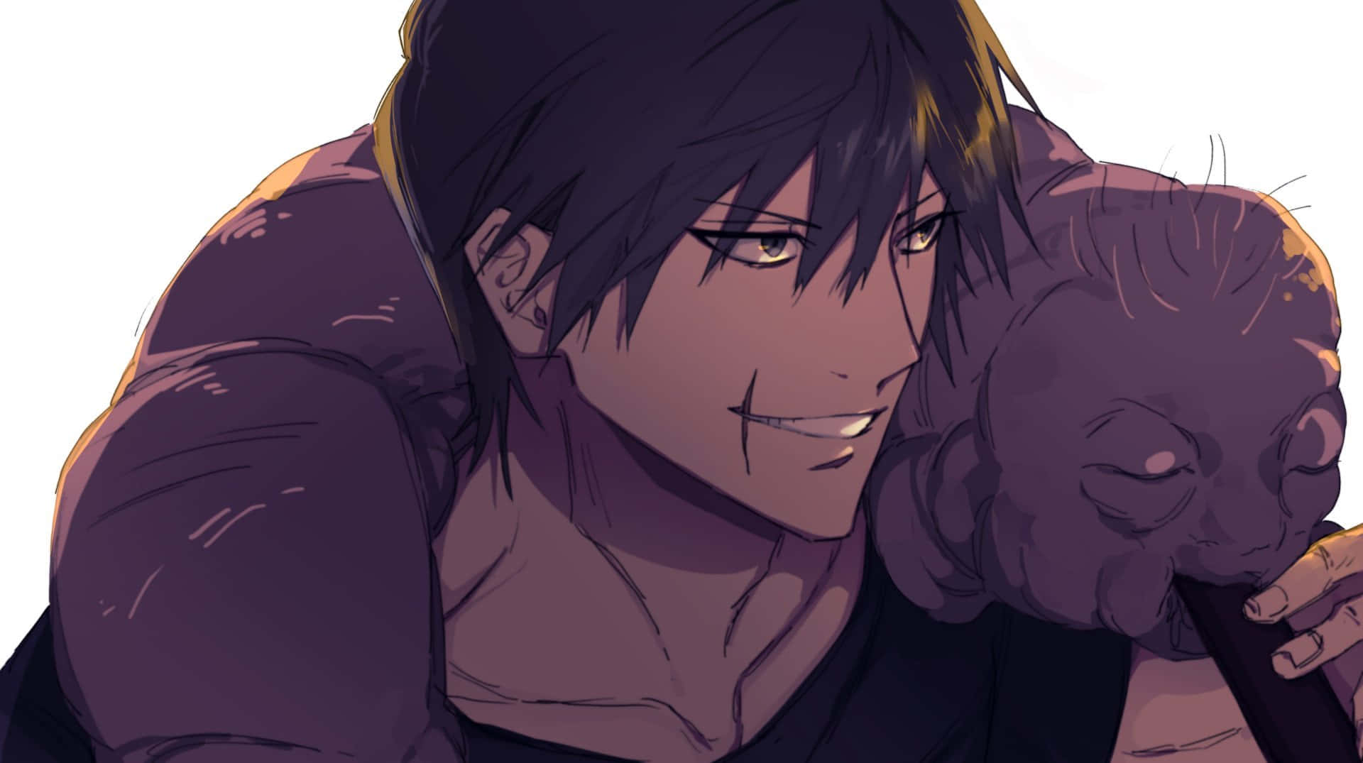 Toji Fushiguro, dark-haired anime man, gentle smile, Full HD Desktop Wallpaper