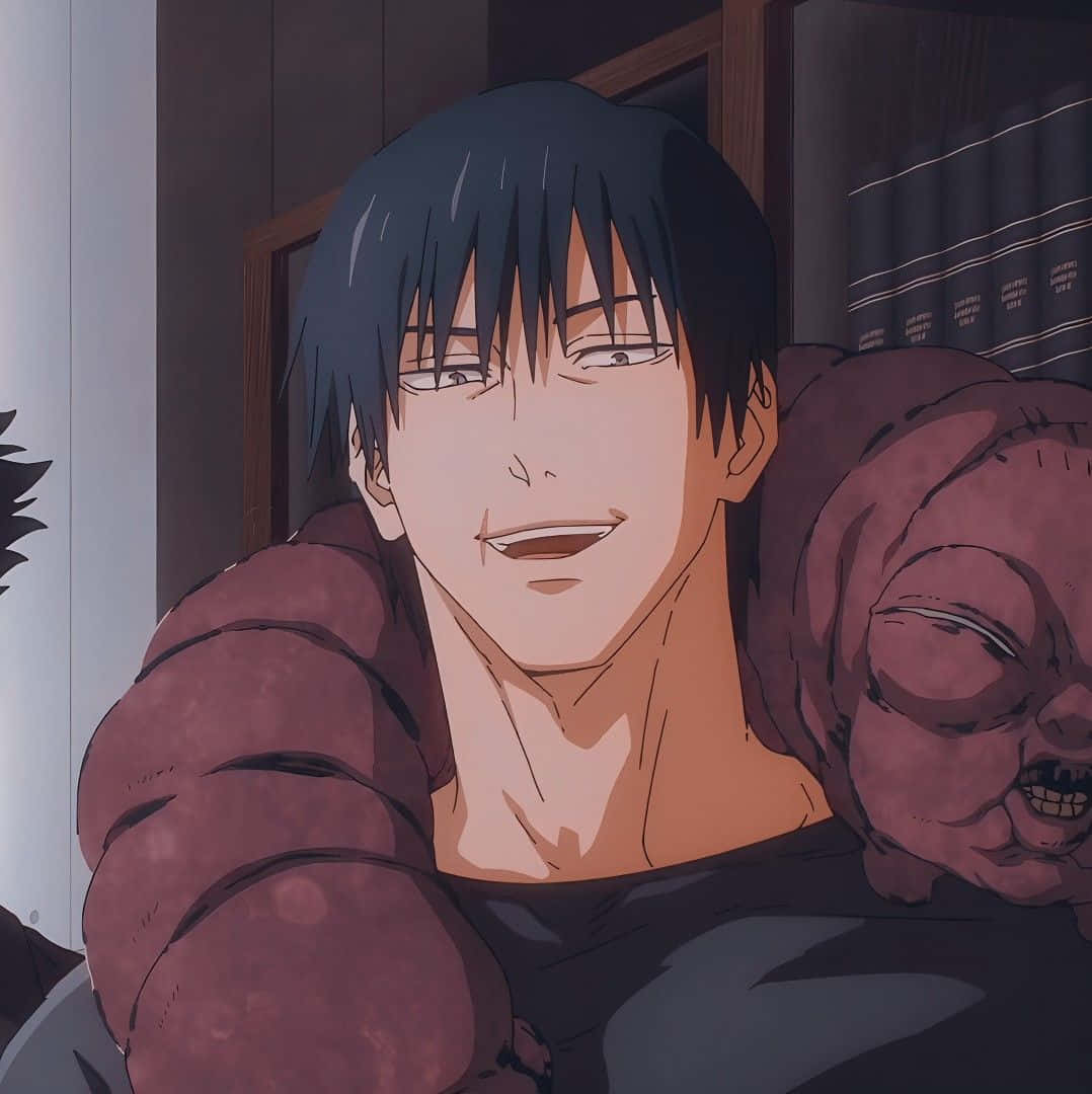 Toji Fushiguro, maroon robe, grotesque purple monster, SD Phone Wallpaper