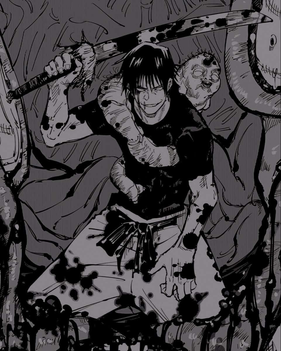 Toji Fushiguro, manga panel, black and white, SD Phone Wallpaper