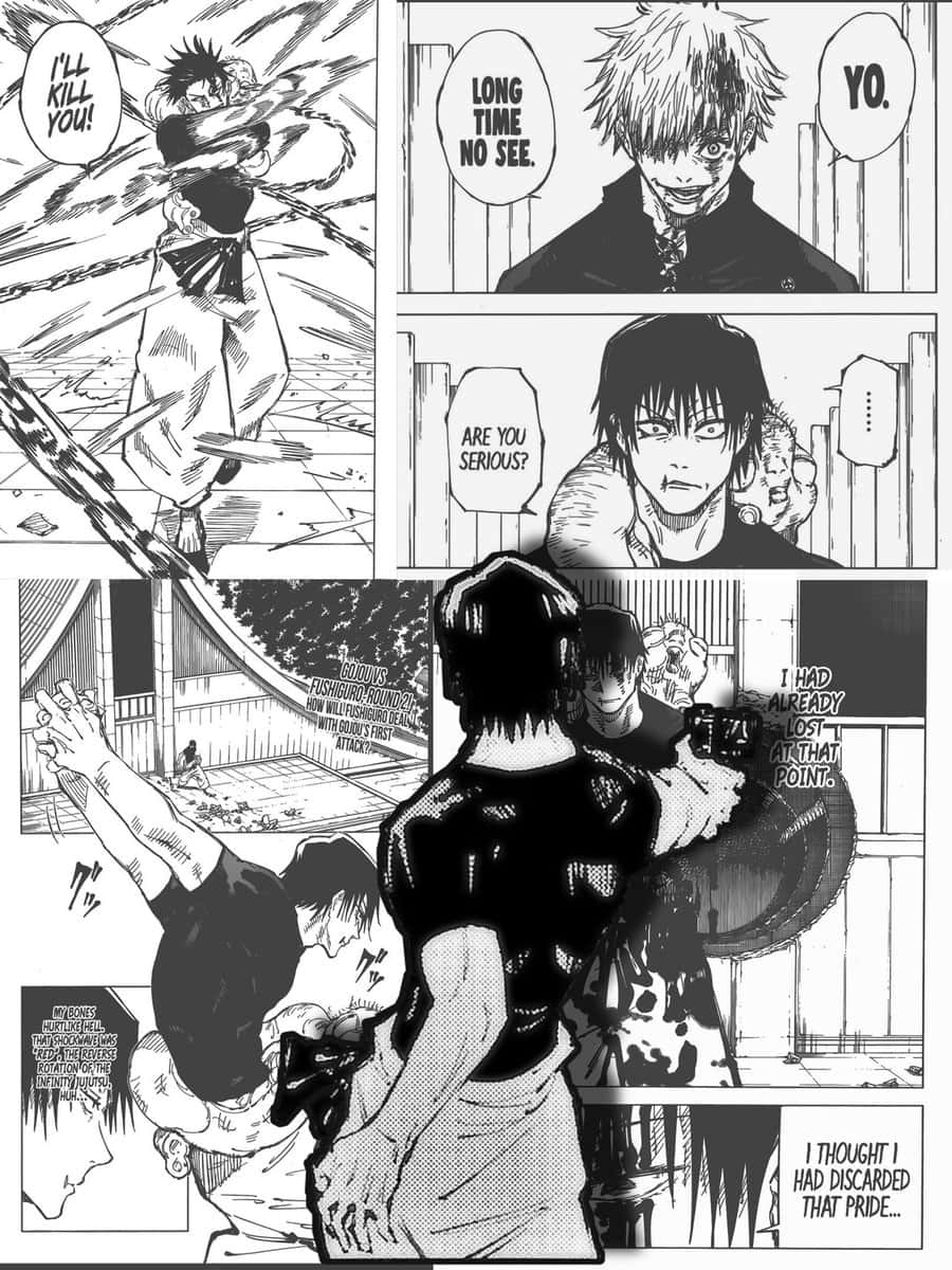 Toji Fushiguro, black and white manga panels, stylized anime characters, SD Phone Wallpaper