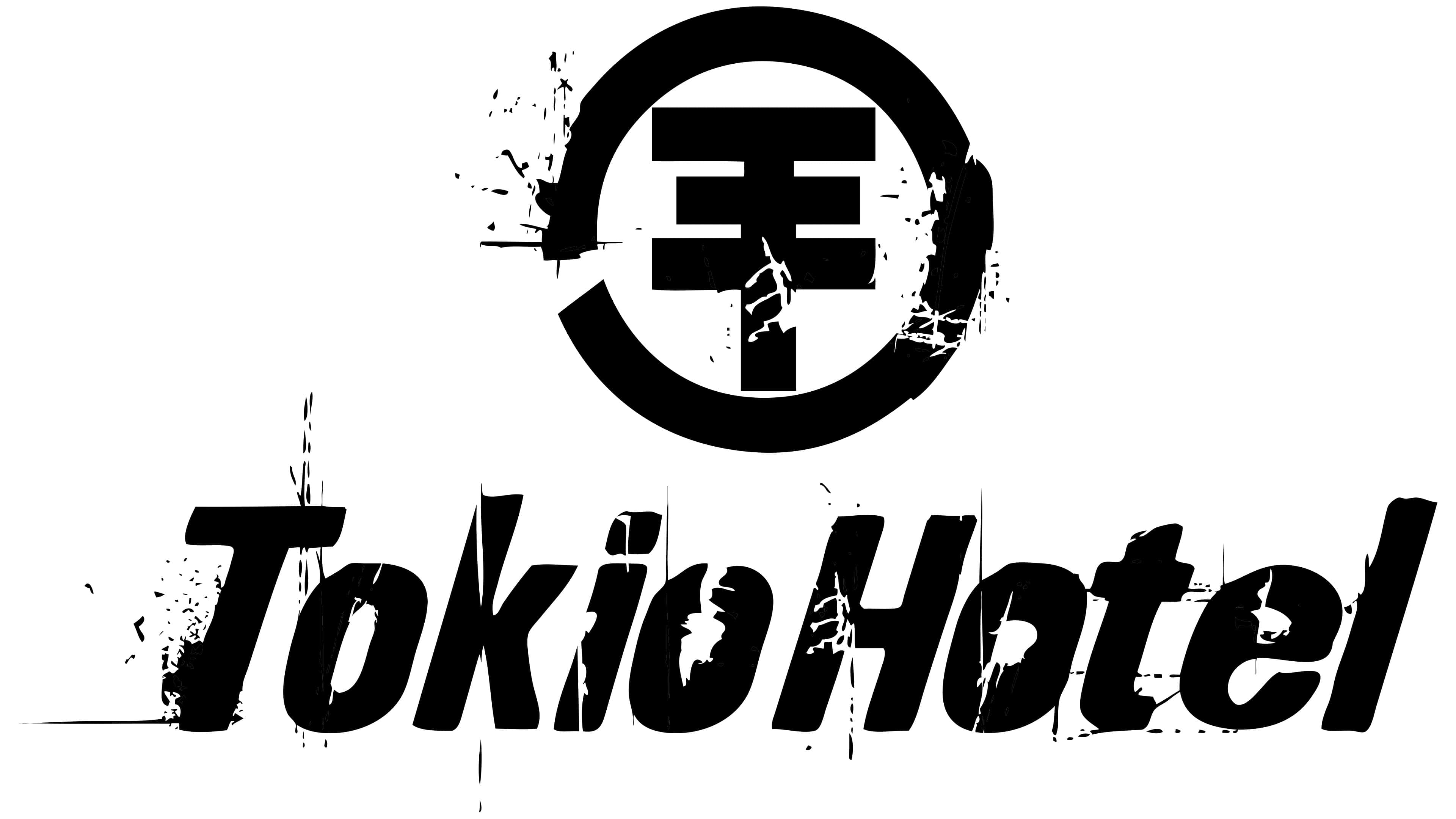 Tokio Hotel, black, distressed circular emblem, 4K Desktop Wallpaper