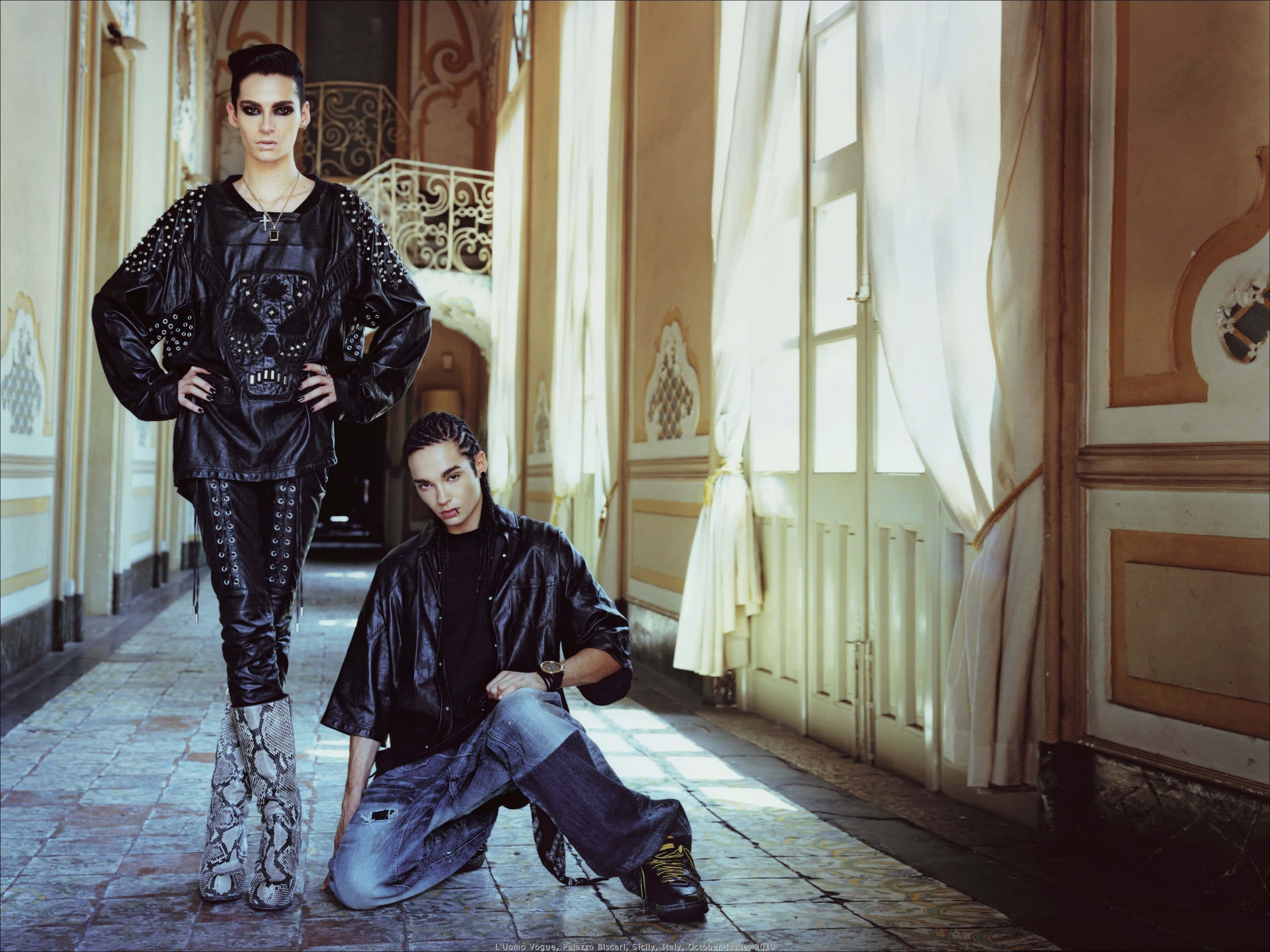 Tokio Hotel, elegant corridor, ornate hallway, 2K Desktop Wallpaper