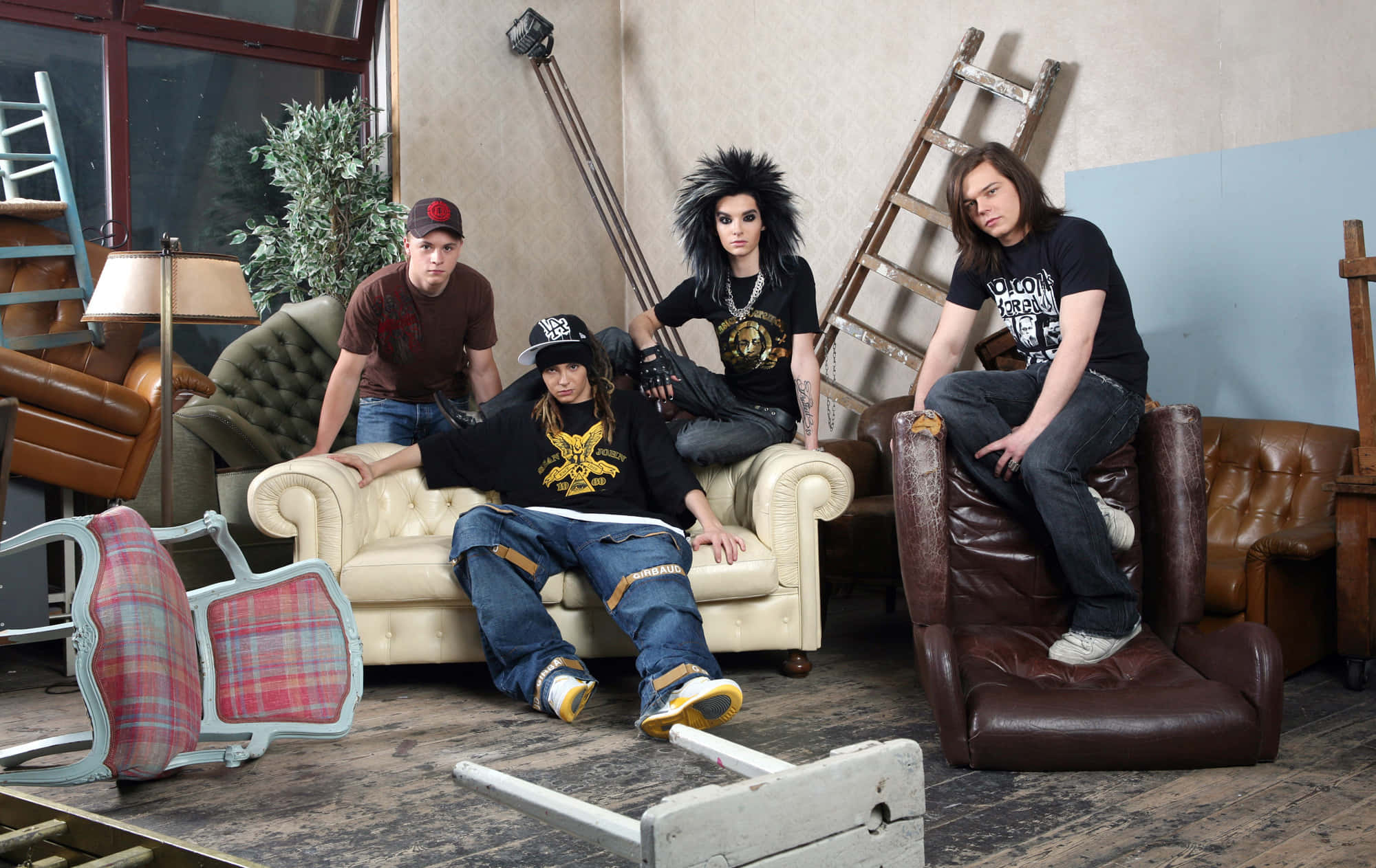 Tokio Hotel, punk rockers, vintage furniture, Full HD Desktop Wallpaper