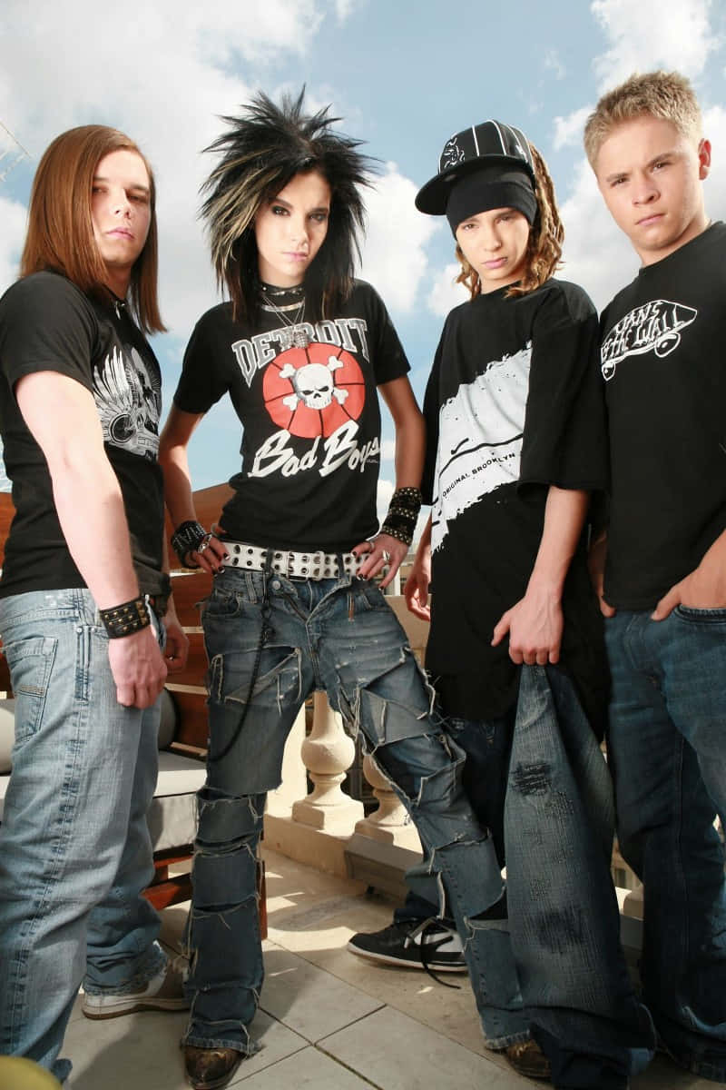 Tokio Hotel, punk rockers, ripped jeans, SD Phone Wallpaper