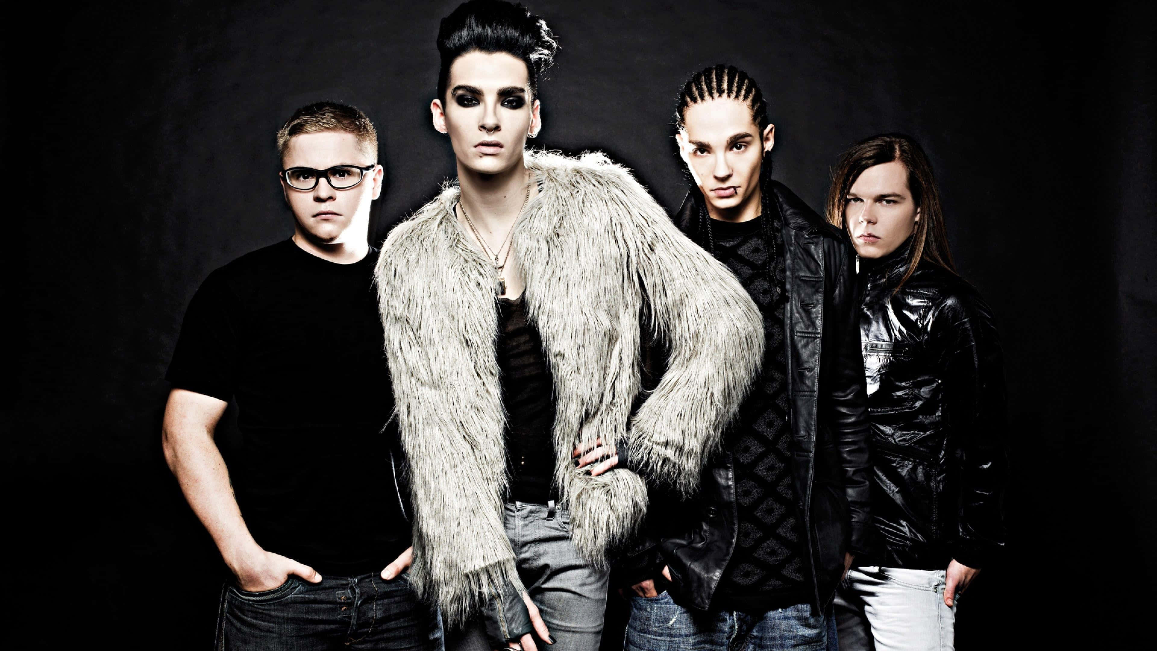 Tokio Hotel, black background, bold makeup, 4K Desktop Wallpaper