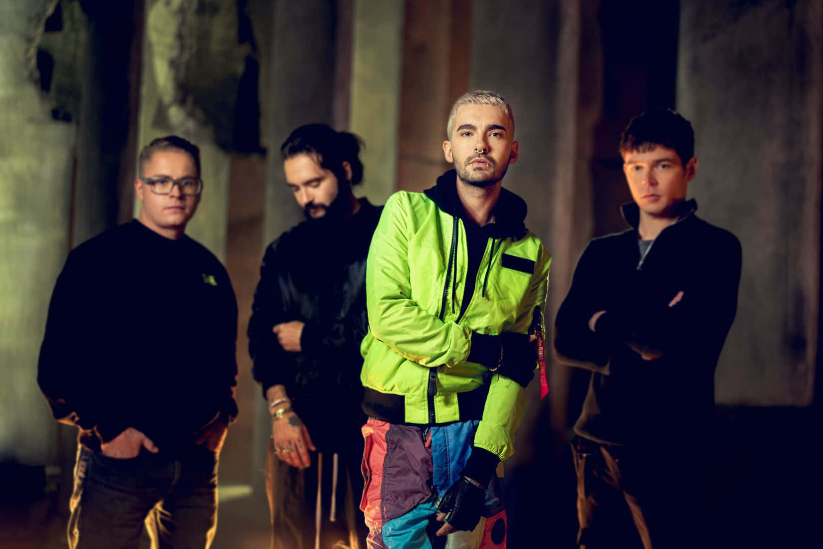 Tokio Hotel, band members, neon jacket, HD Desktop Wallpaper
