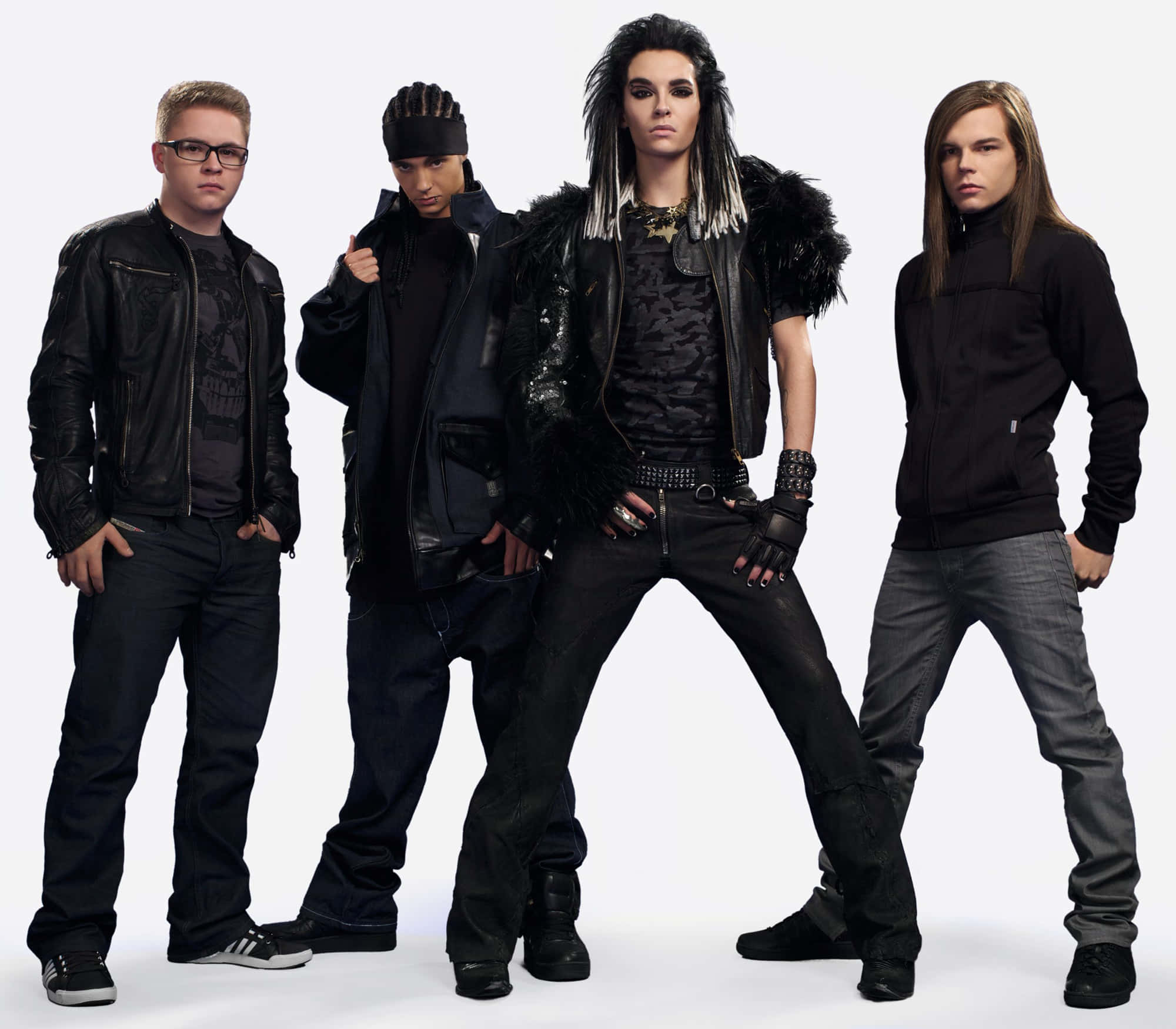 Tokio Hotel, black outfits, white background, Full HD Desktop Wallpaper