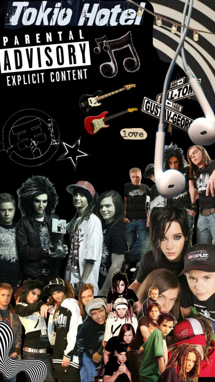 Tokio Hotel, black background, guitars, HD Phone Wallpaper