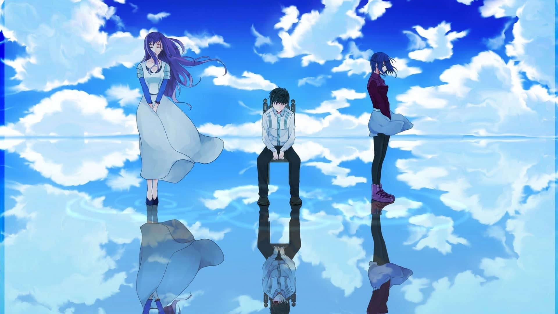 Tokyo Ghoul, anime characters, vibrant blue sky, Full HD Desktop Wallpaper