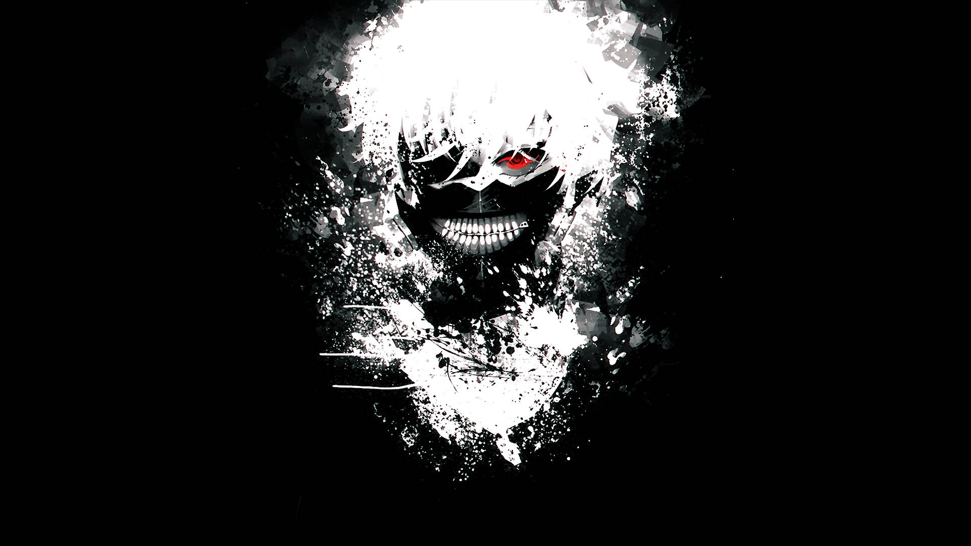 Tokyo Ghoul Aesthetic, white hair, glowing red eyes, Full HD Desktop Wallpaper