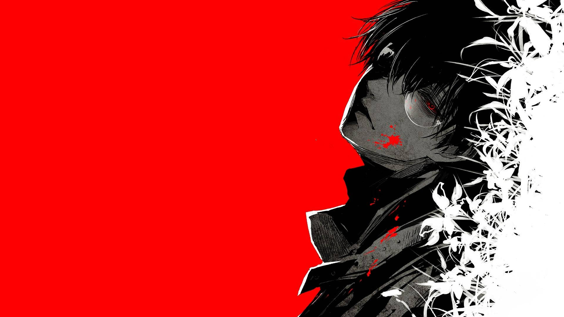 Tokyo Ghoul Aesthetic, red eyes, blood splatters, Full HD Desktop Wallpaper