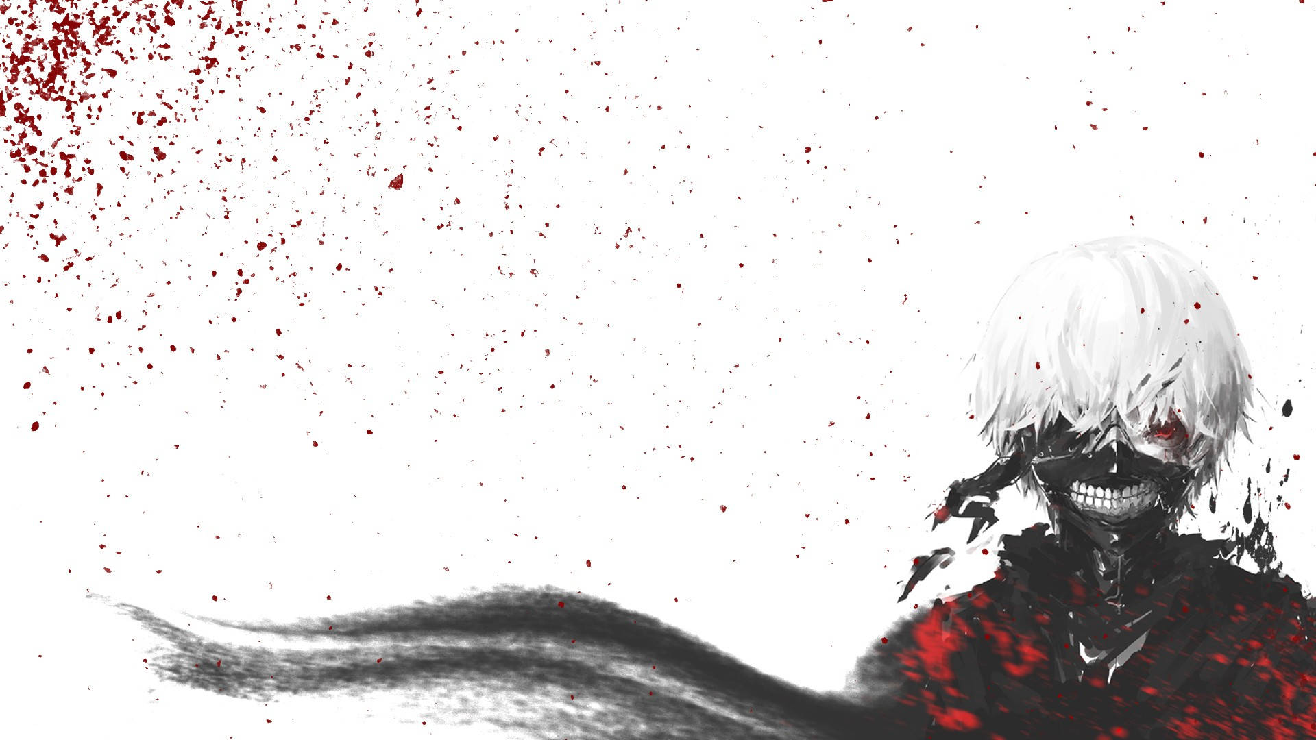 Tokyo Ghoul Aesthetic, white hair, bloodied grin, Full HD Desktop Wallpaper