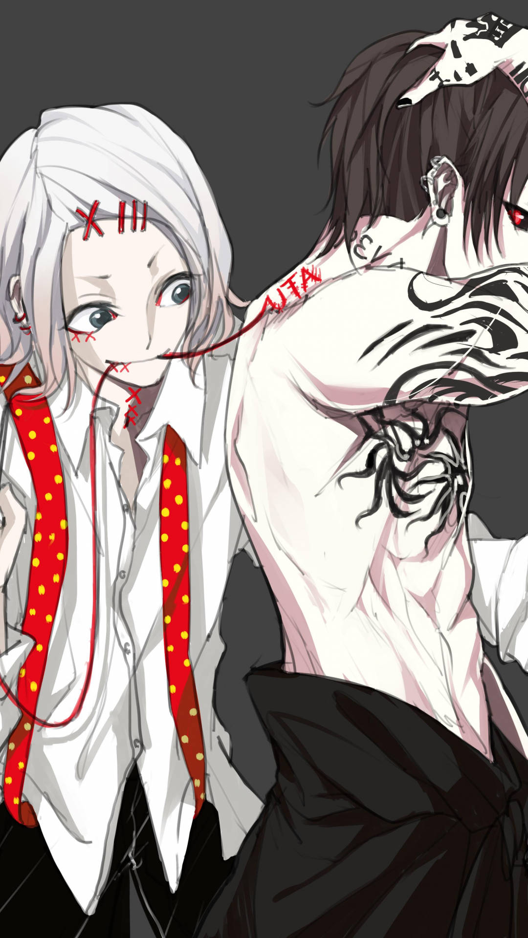 Tokyo Ghoul Aesthetic, red thread, stitched wounds, Full HD Phone Wallpaper
