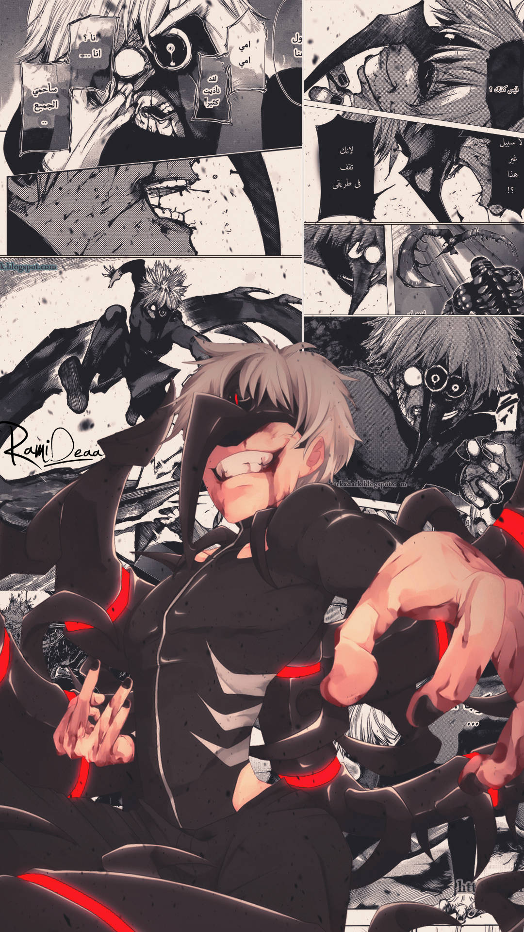Tokyo Ghoul Aesthetic, gray hair, red accents, Full HD Phone Wallpaper
