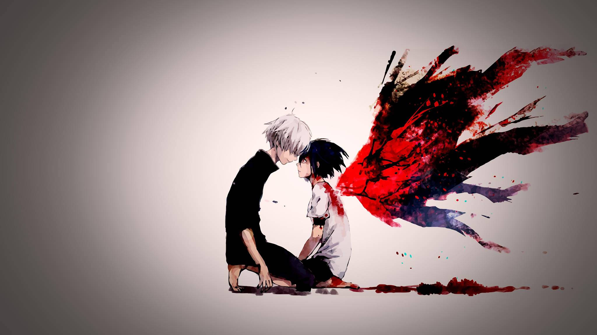 Tokyo Ghoul, red and black wing, anime characters, Full HD Desktop Wallpaper