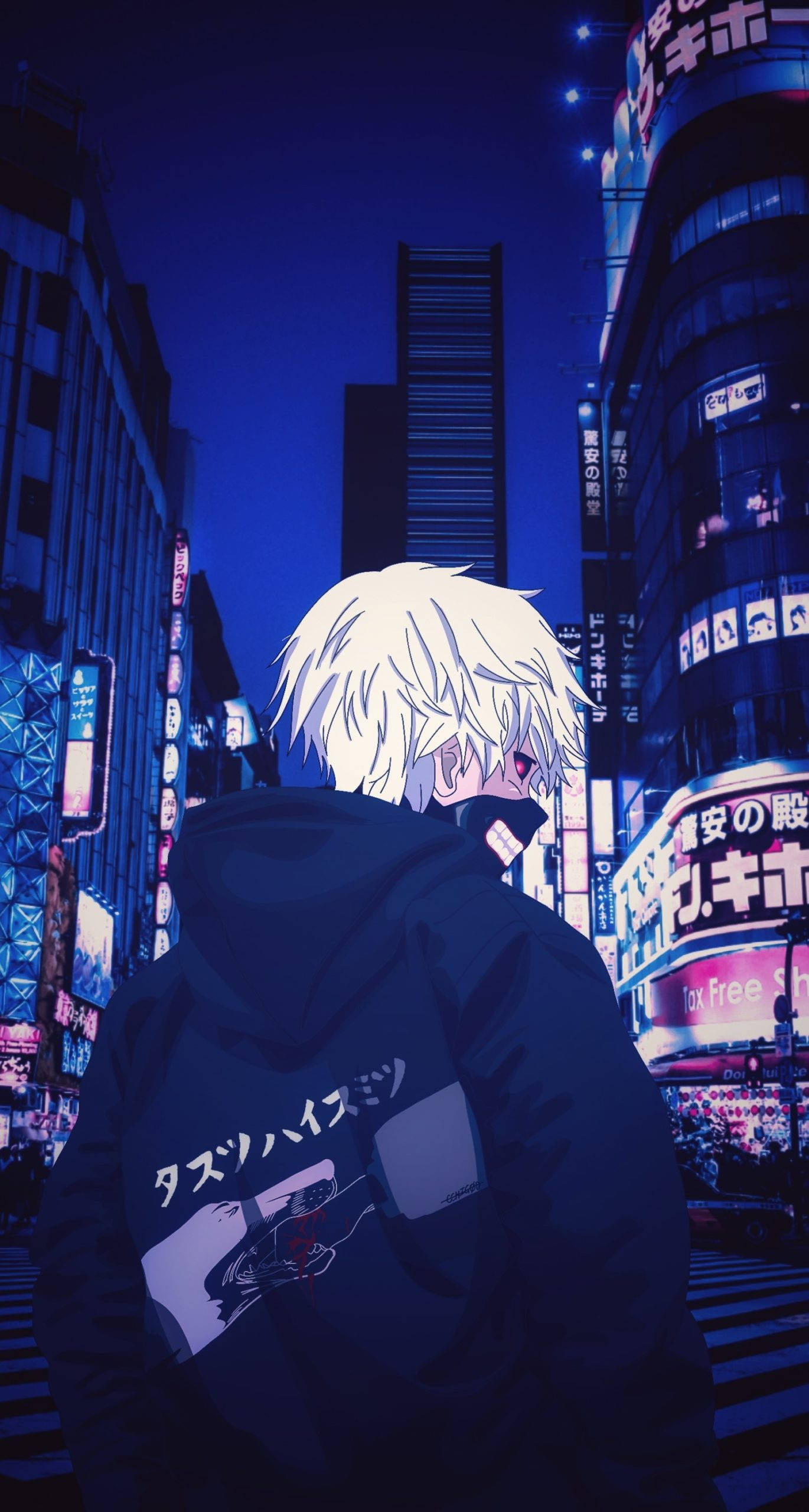 Tokyo Ghoul Aesthetic, white-haired anime character, hoodie, 2K Phone Wallpaper