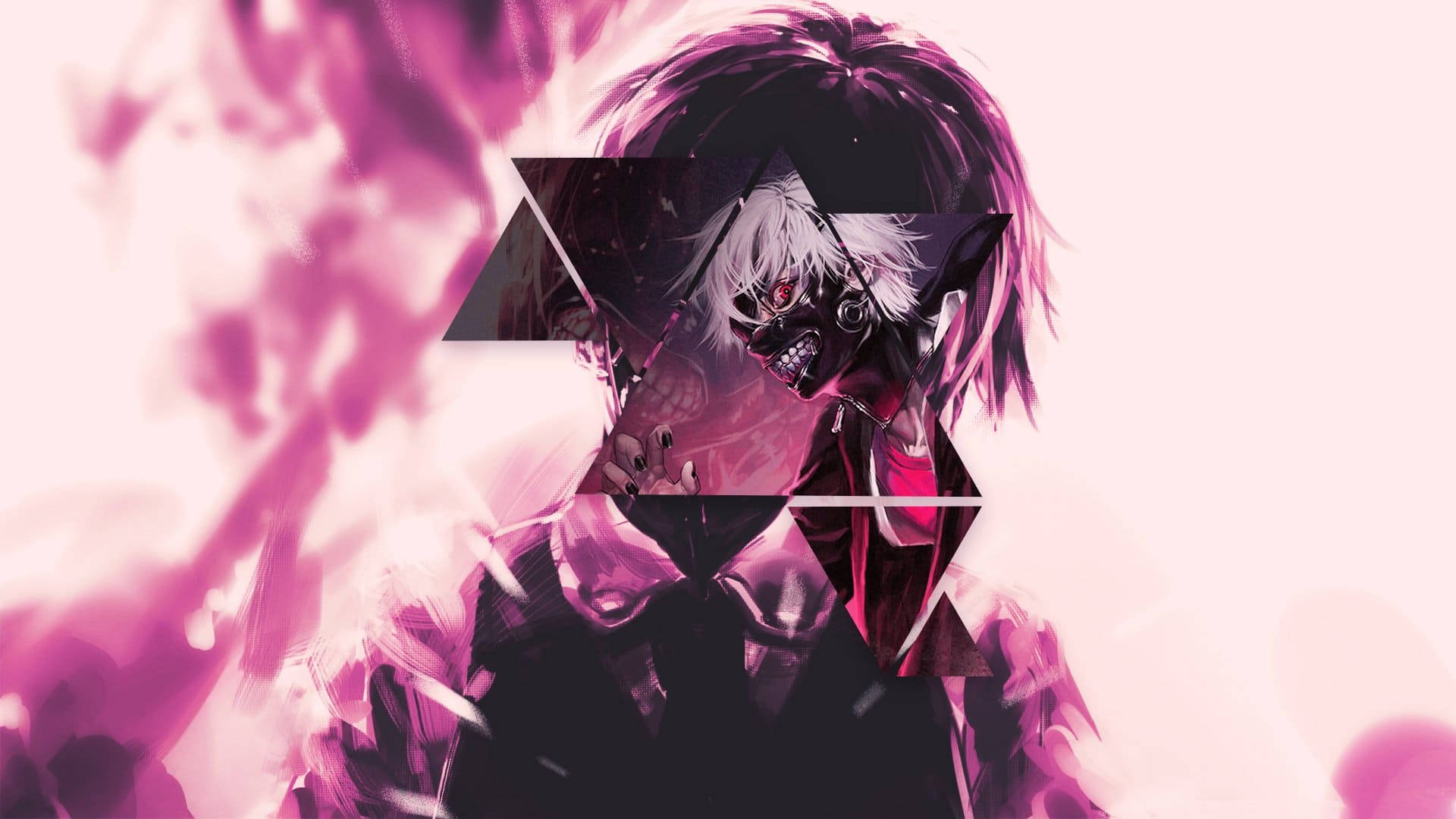 Tokyo Ghoul Aesthetic, white hair, red eyes, Full HD Desktop Wallpaper